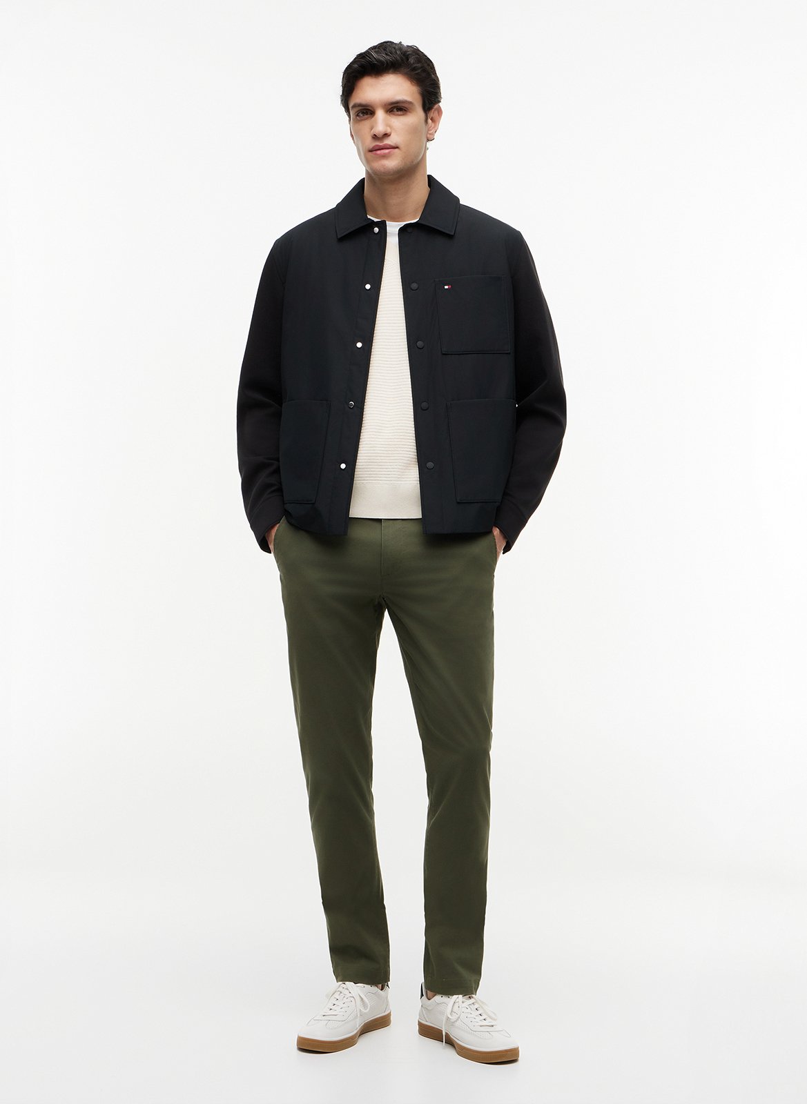 Gerade geschnittene Jacke aus Baumwoll-Mix TOMMY HILFIGER Schwarz