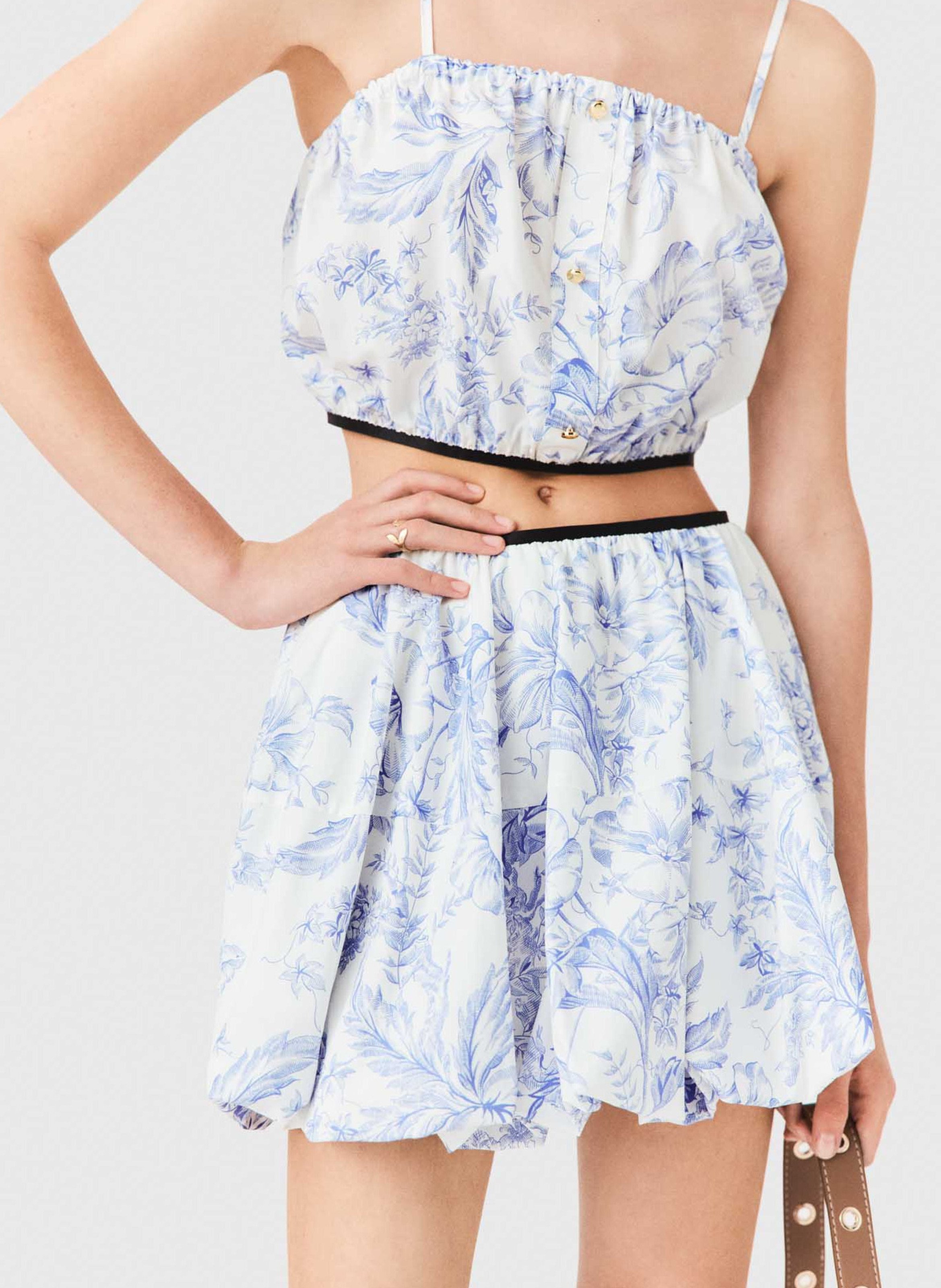 Korte ballonrok met print MAJE Blauw