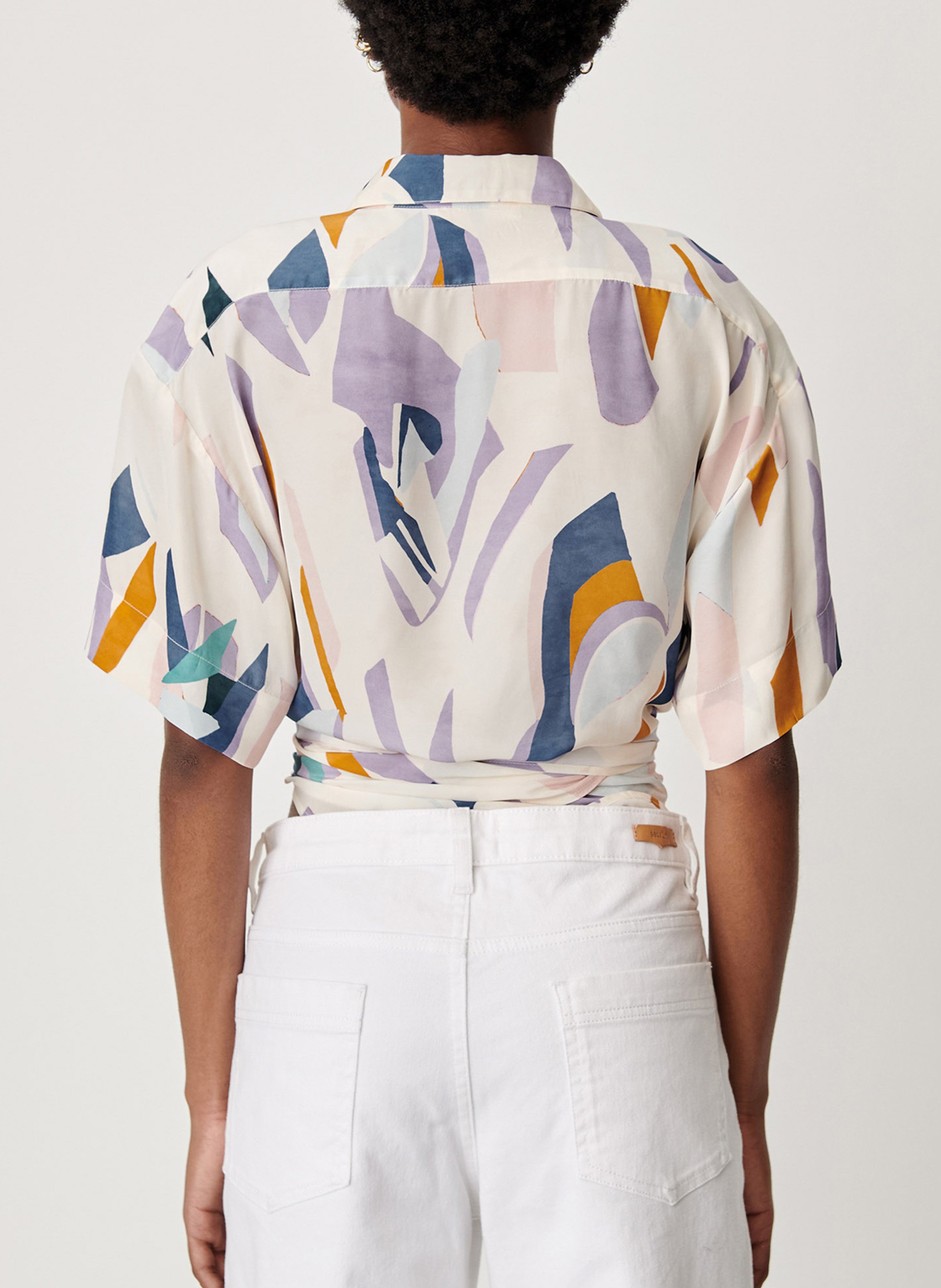 Short-sleeved printed organic cotton shirt SESSUN Multicolored