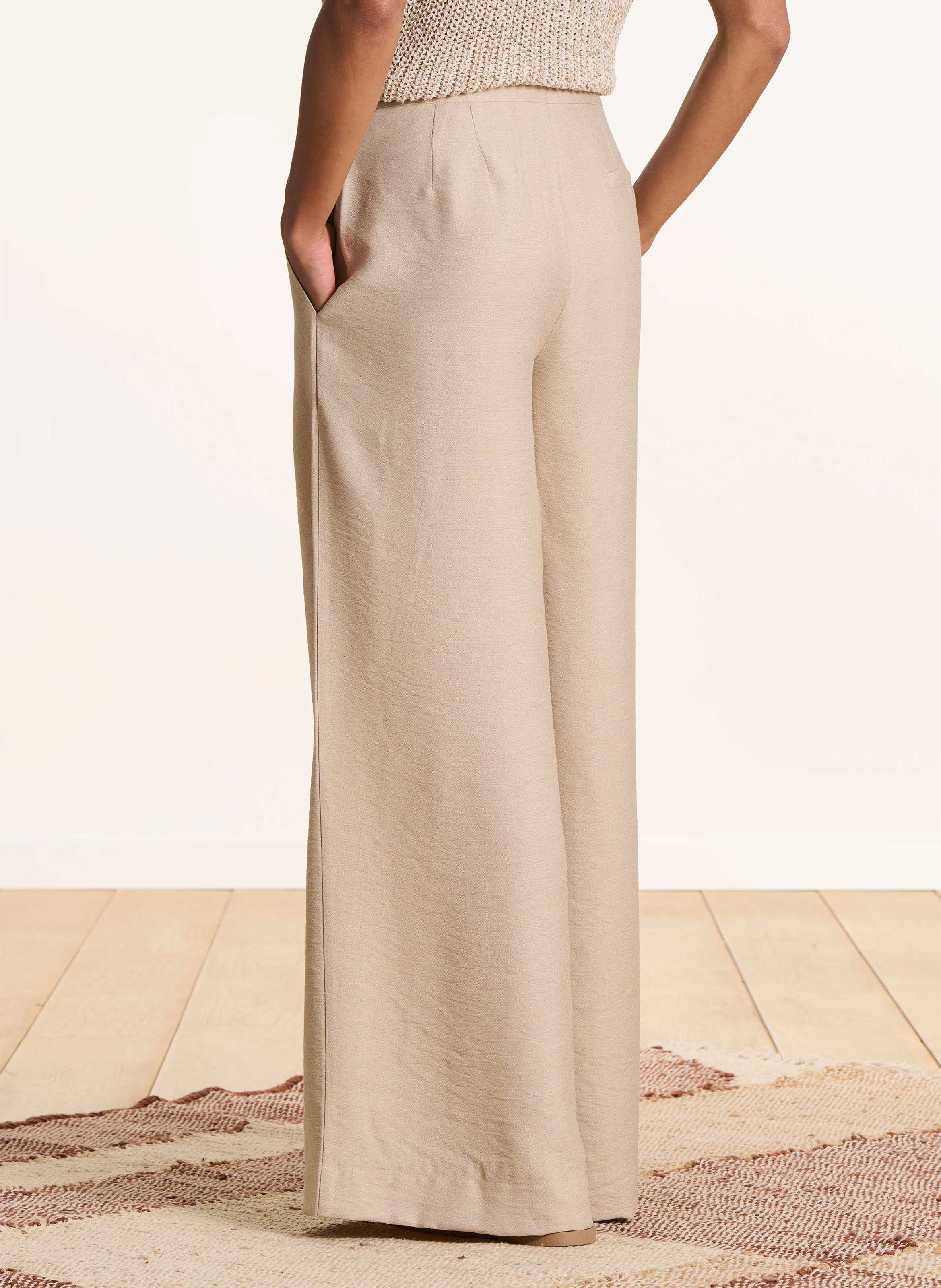 Pantalon large à taille haute LA FEE MARABOUTEE Beige