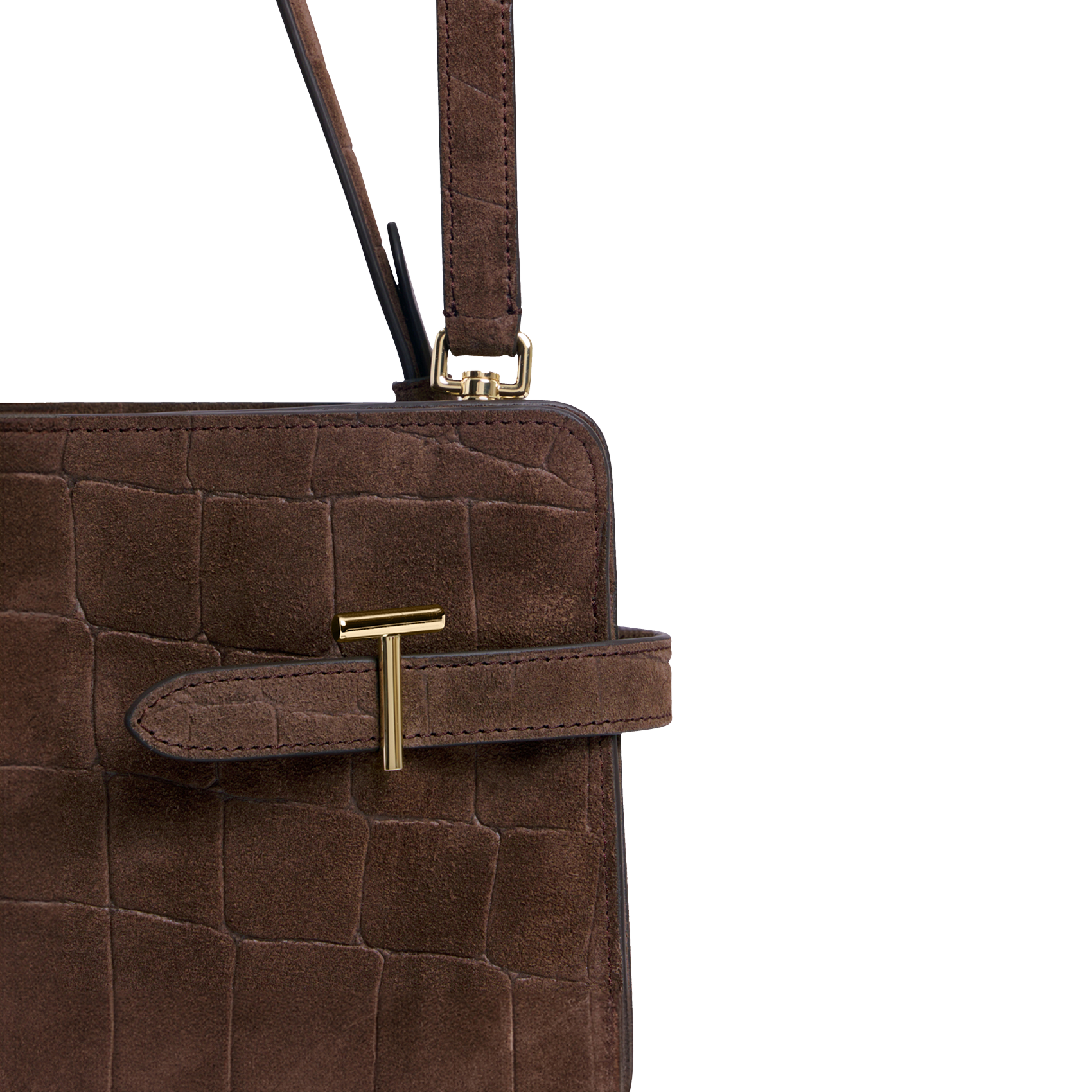 Schultertasche aus Leder in Krokodiloptik LE TANNEUR Braun