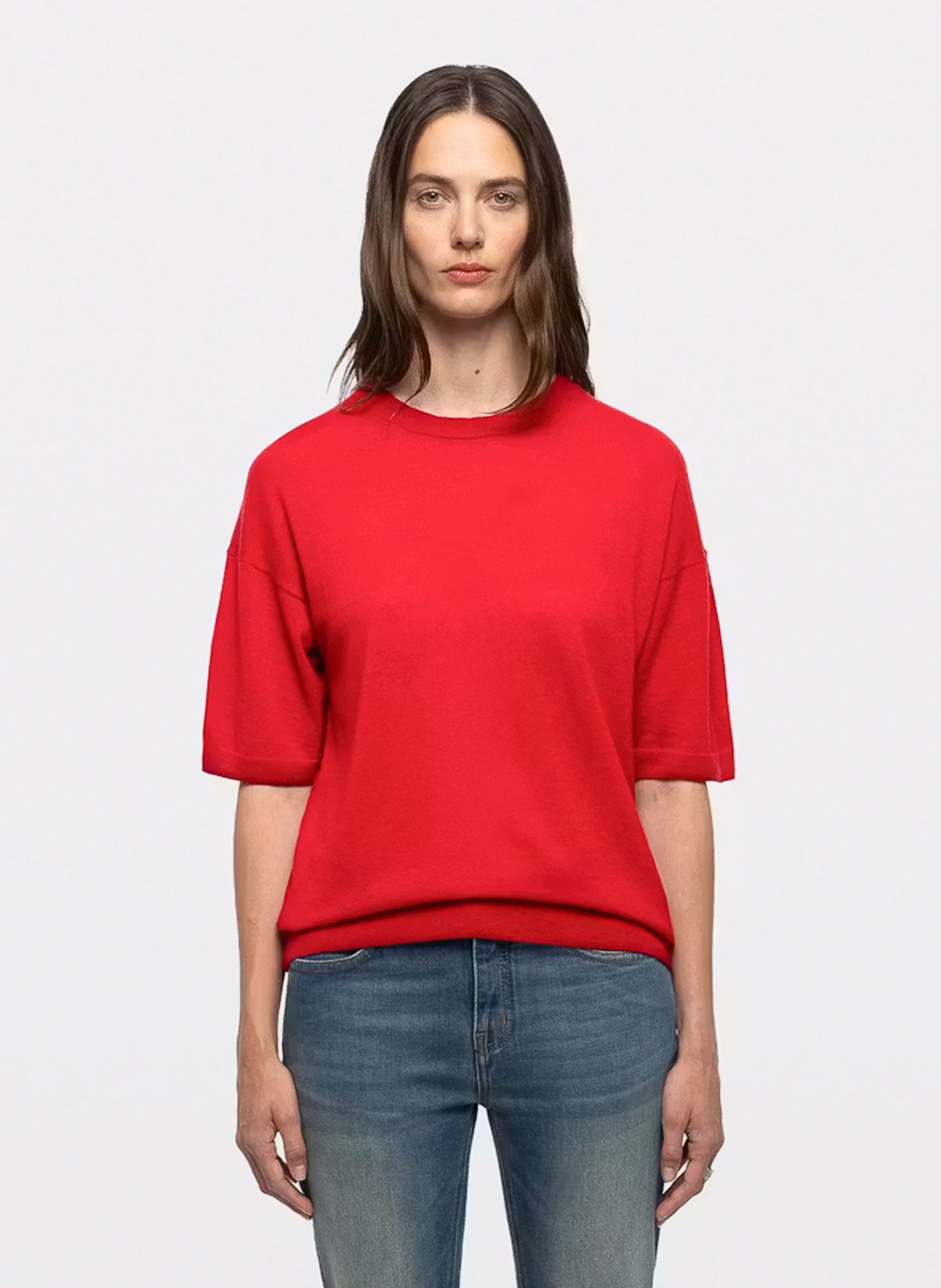 Tee-hsirt droit col rond en cachemire ZADIG&VOLTAIRE Rouge