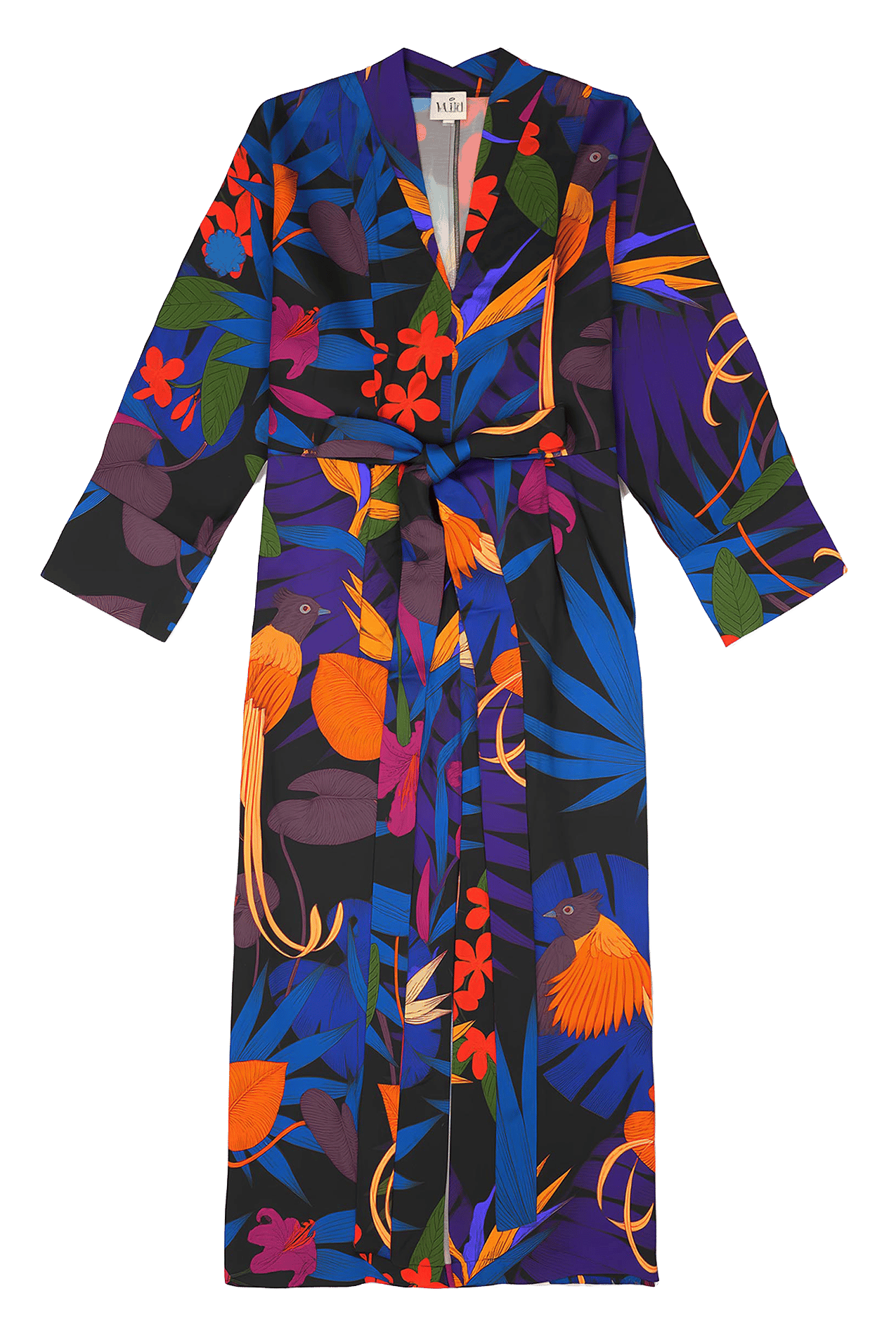 Robe longue col V imprimée WILD Noir