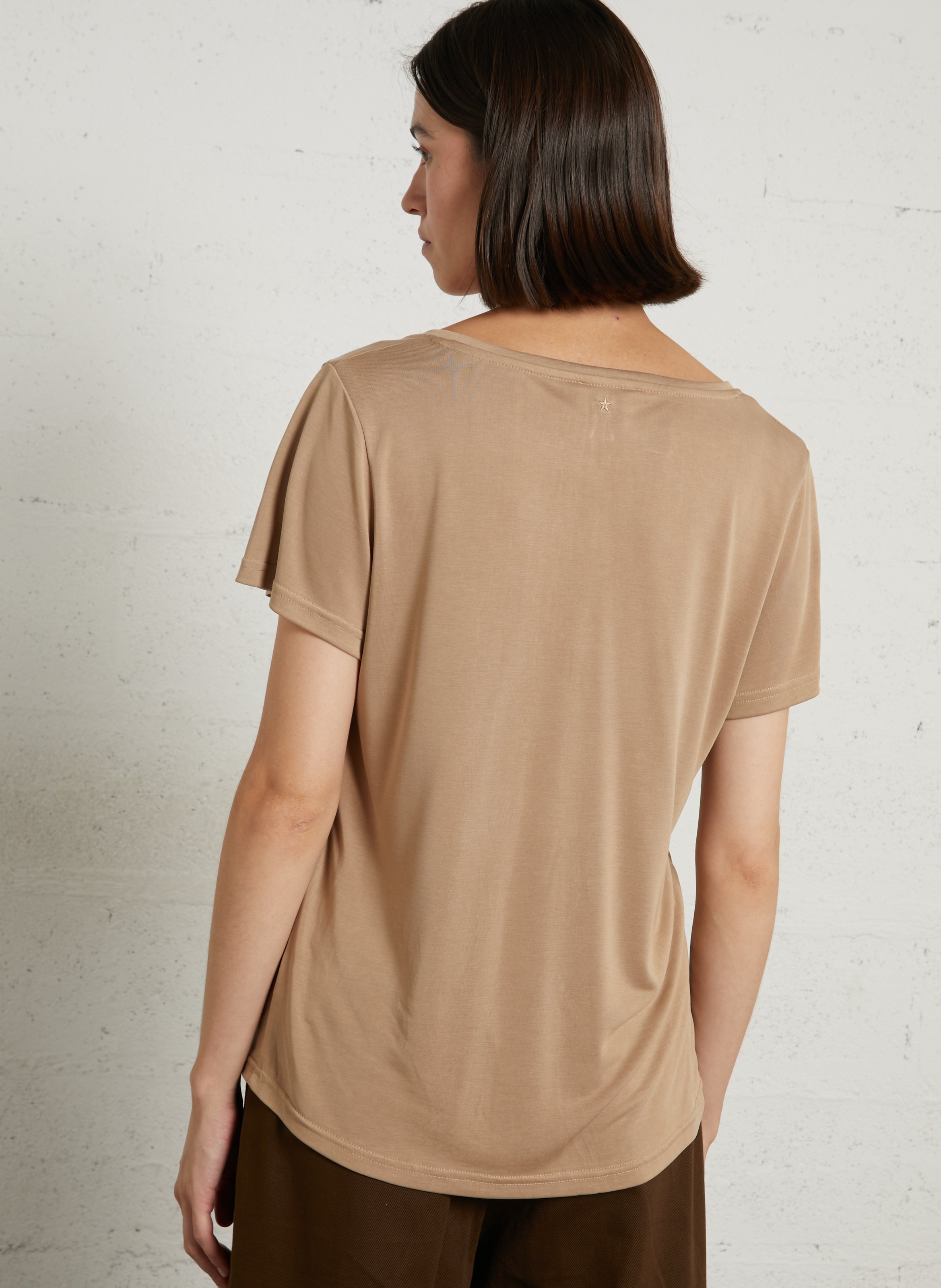 Recht vloeiend effen T-shirt LA PETITE ETOILE Beige