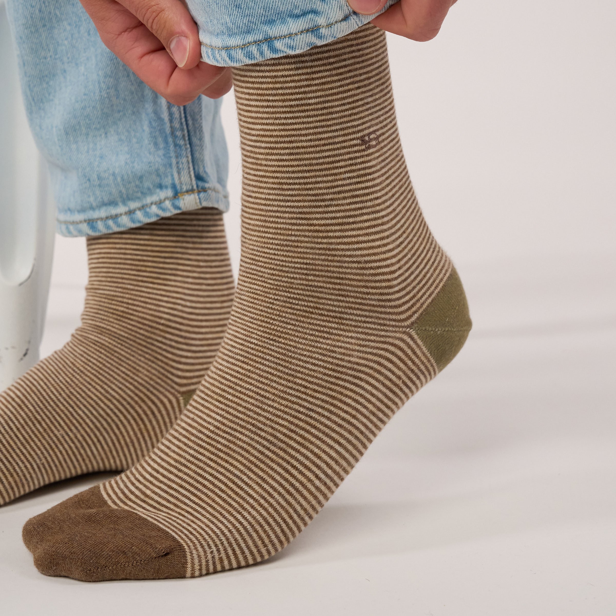 Combed cotton striped socks | Brown BILLYBELT Men
