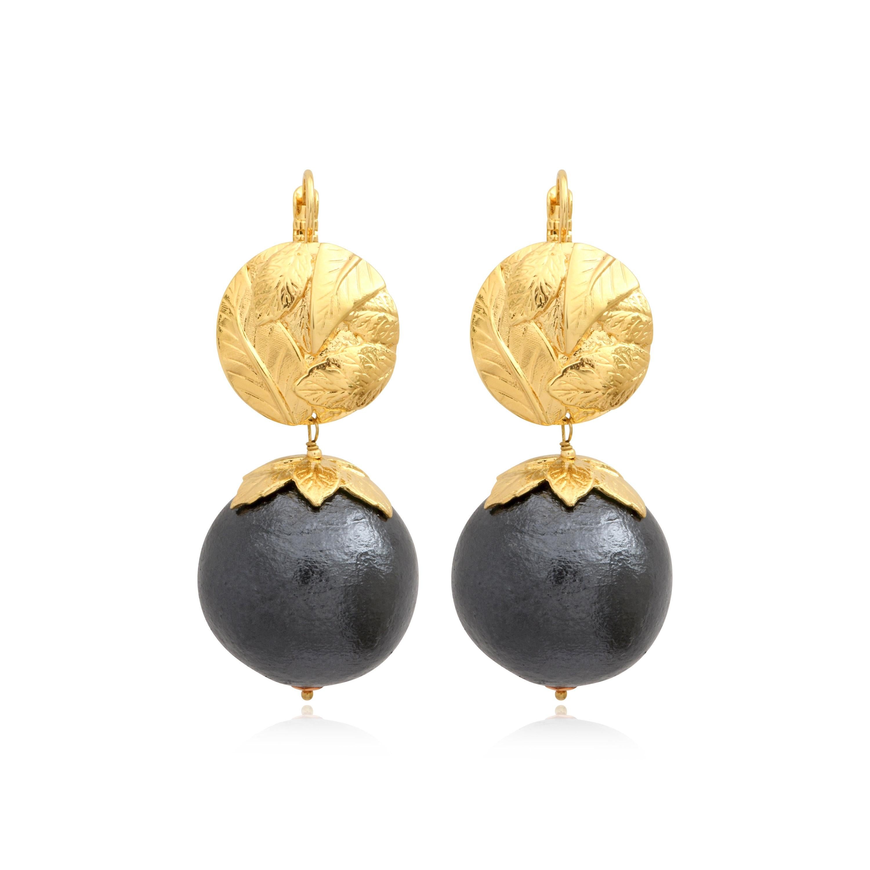 Sleeper earrings   gold-plated SATELLITE PARIS Black