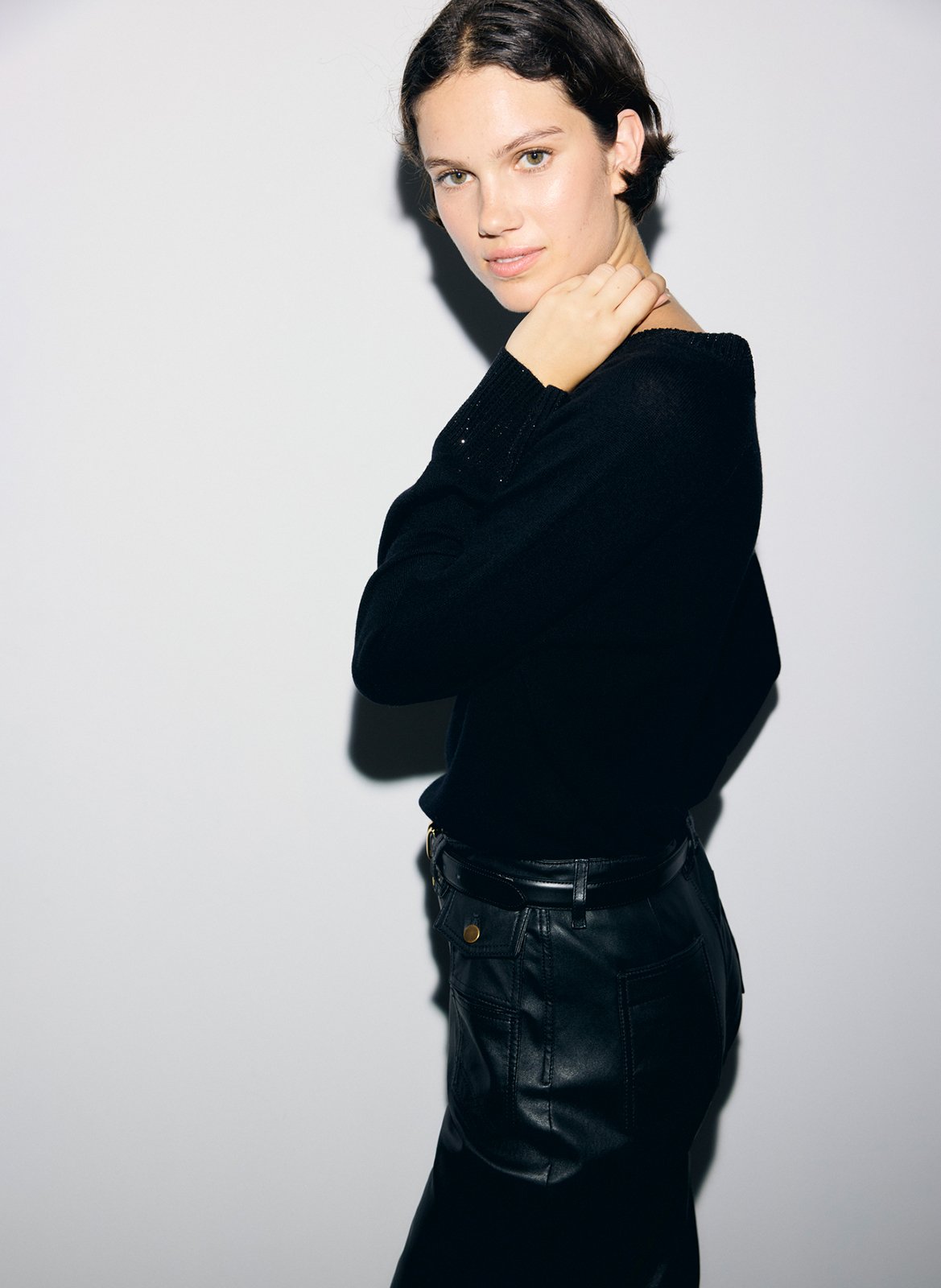 Straight wool sweater with rhinestones GERARD DAREL Black