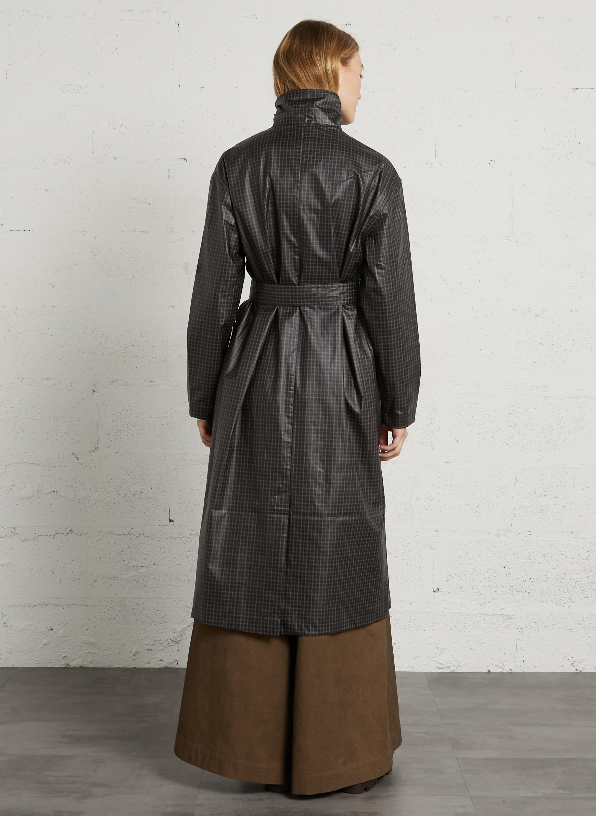 Straight-fit high-neck cotton windbreaker with belt LEON & HARPER Black