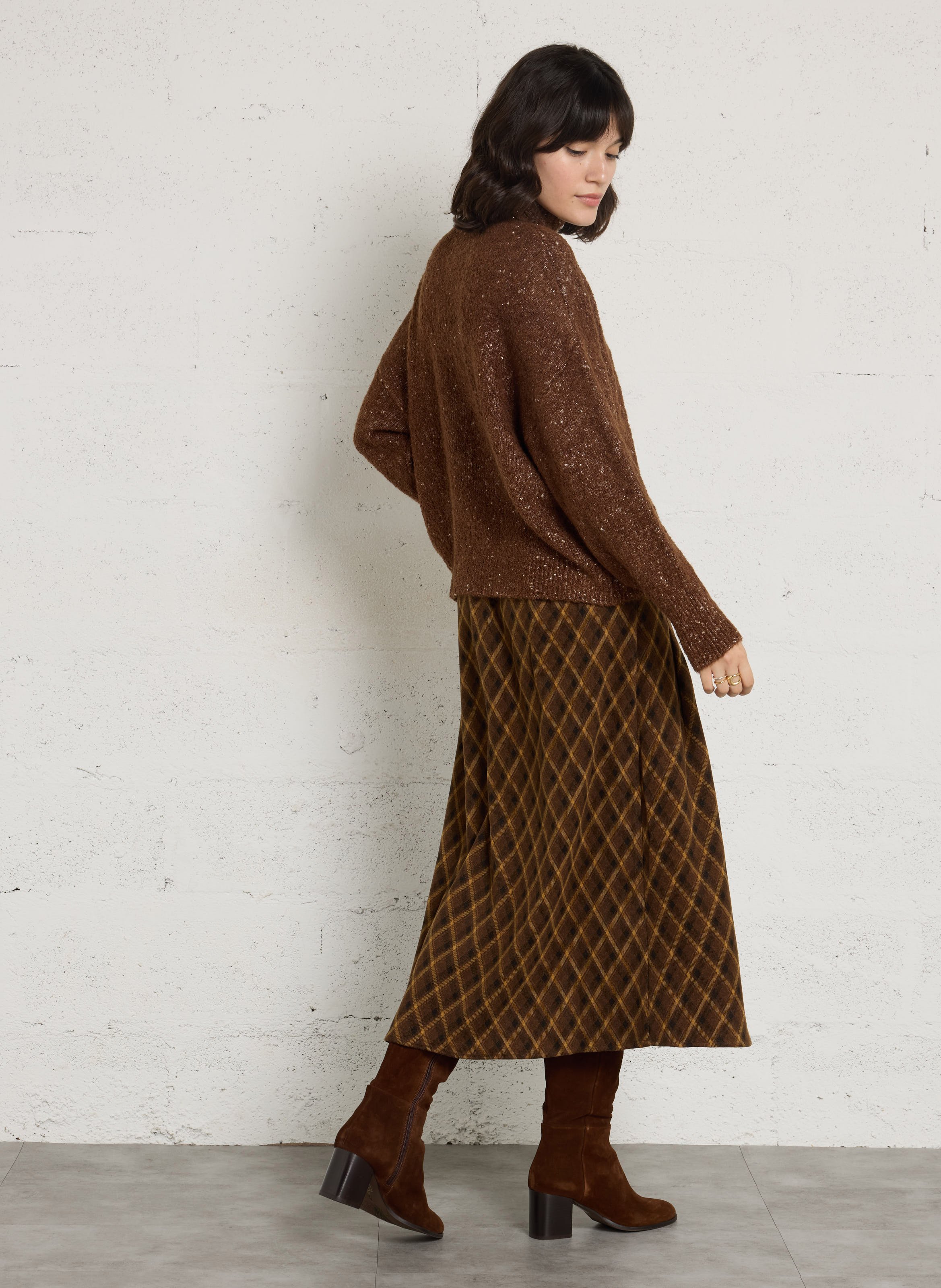 Bottes bout rond en cuir velours BOCAGE Marron