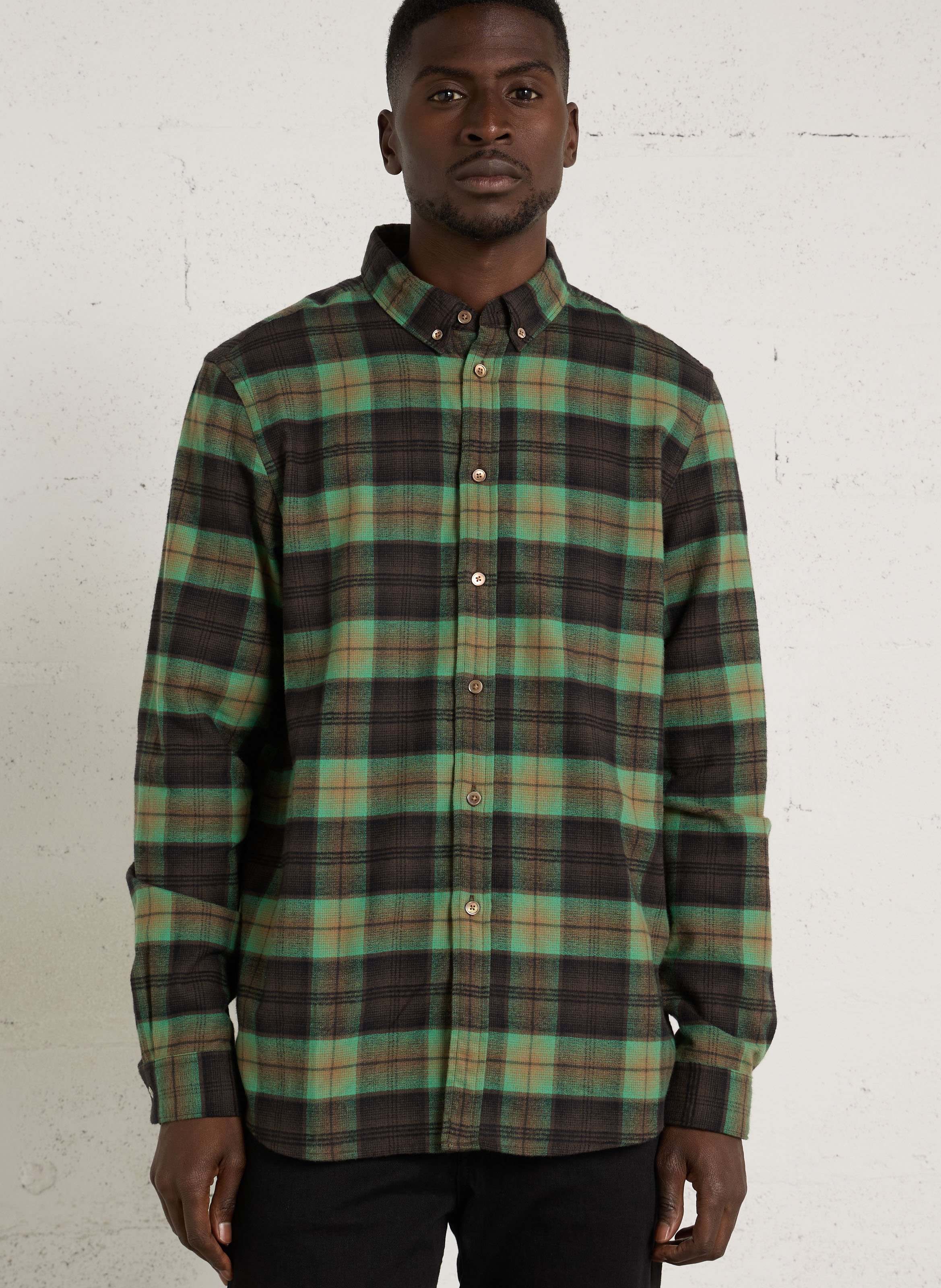 Chemise droite col américain à carreaux PAUL SMITH Vert