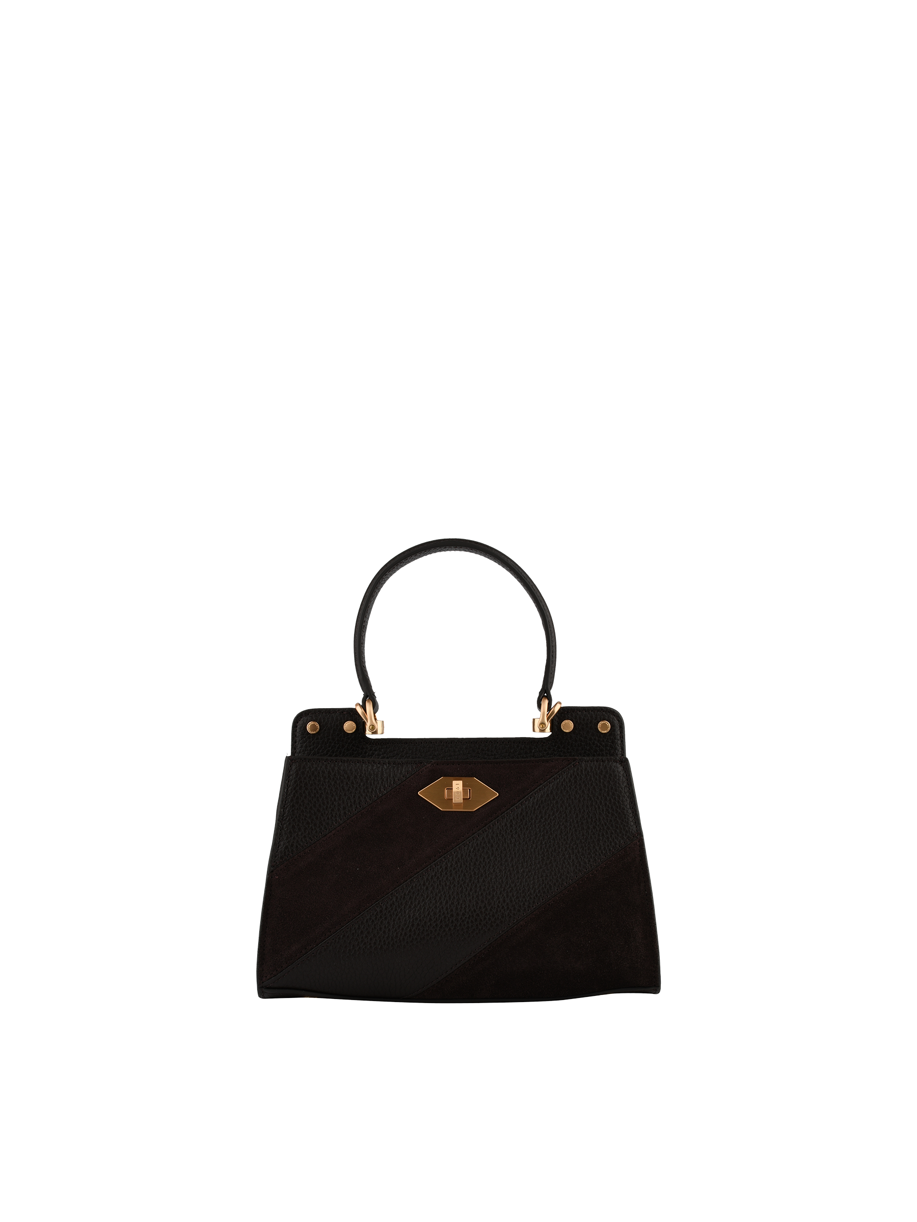 Cowhide leather handbag with a suede-effect finish POURCHET