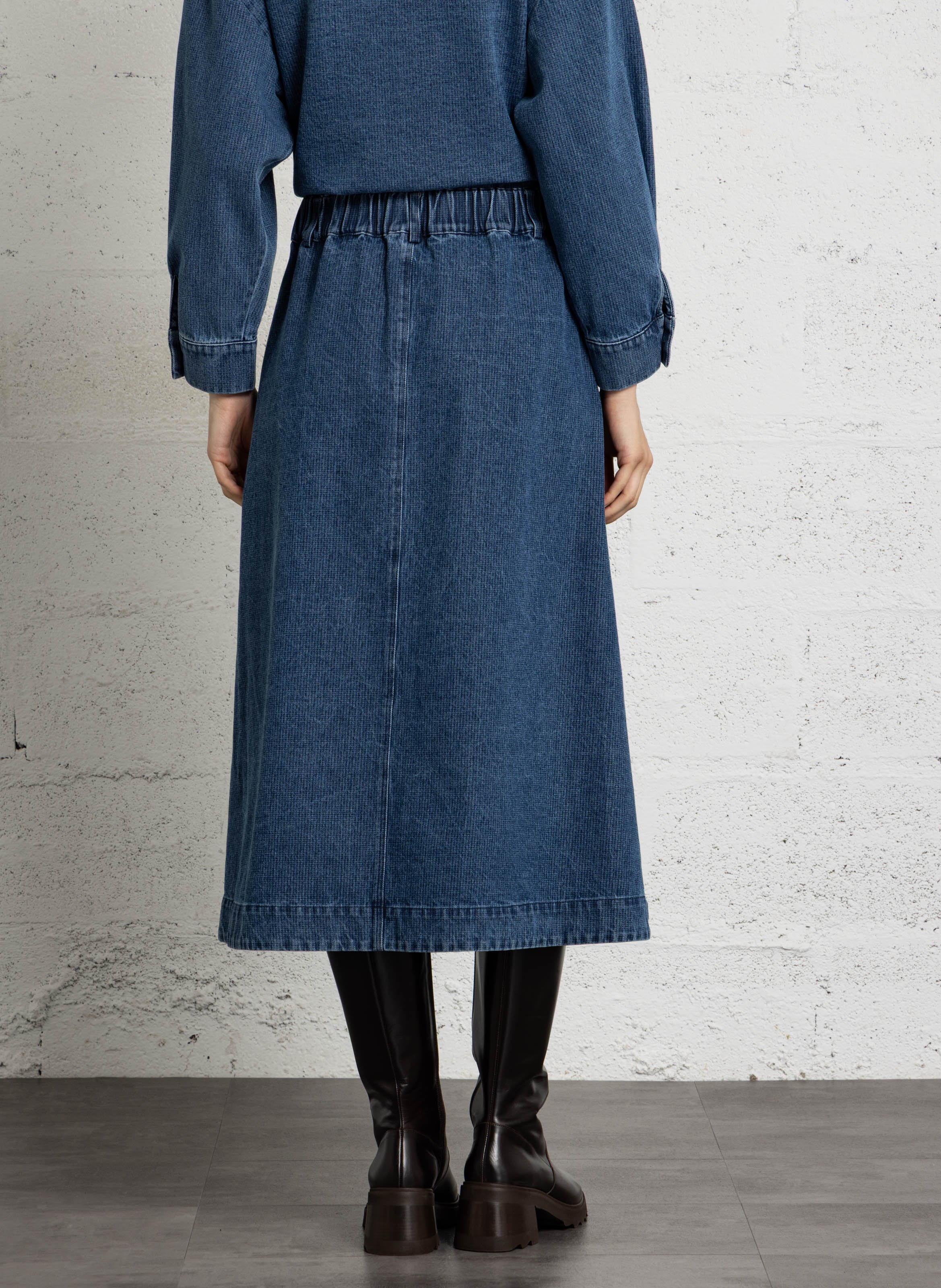 Jupe longue denim en coton SUZIE WINKLE Bleu