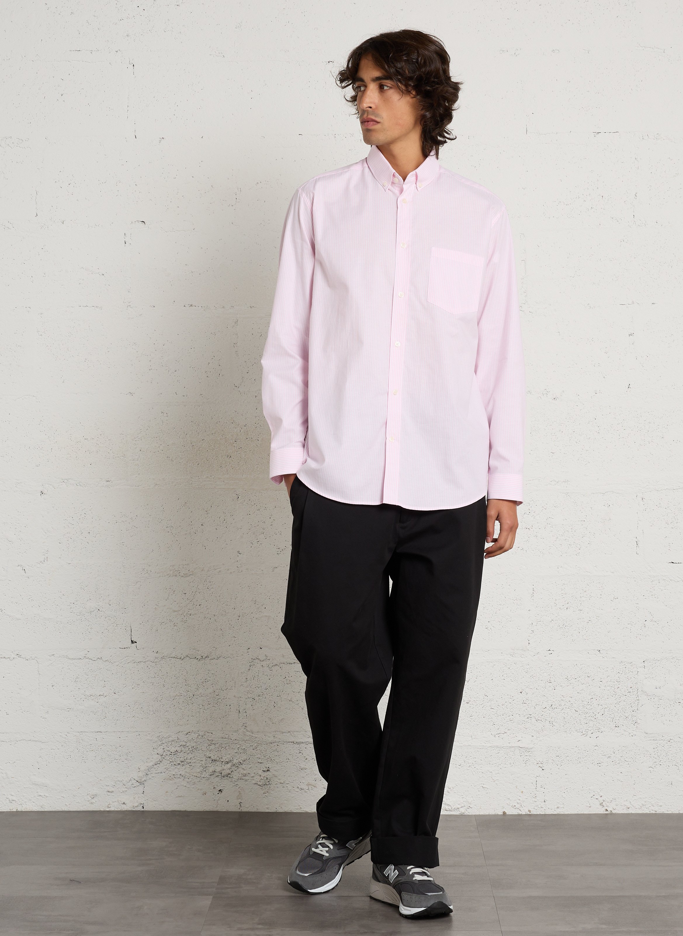 Striped straight-cut cotton shirt AU PRINTEMPS PARIS Pink