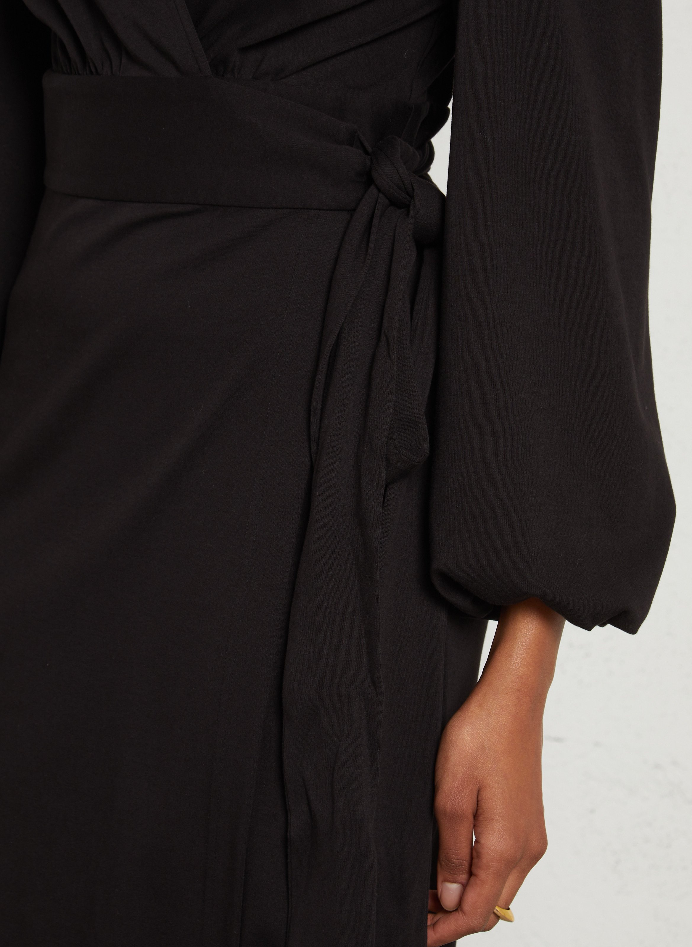 Robe longue portefeuille en coton mélangé MAISON 123 Noir