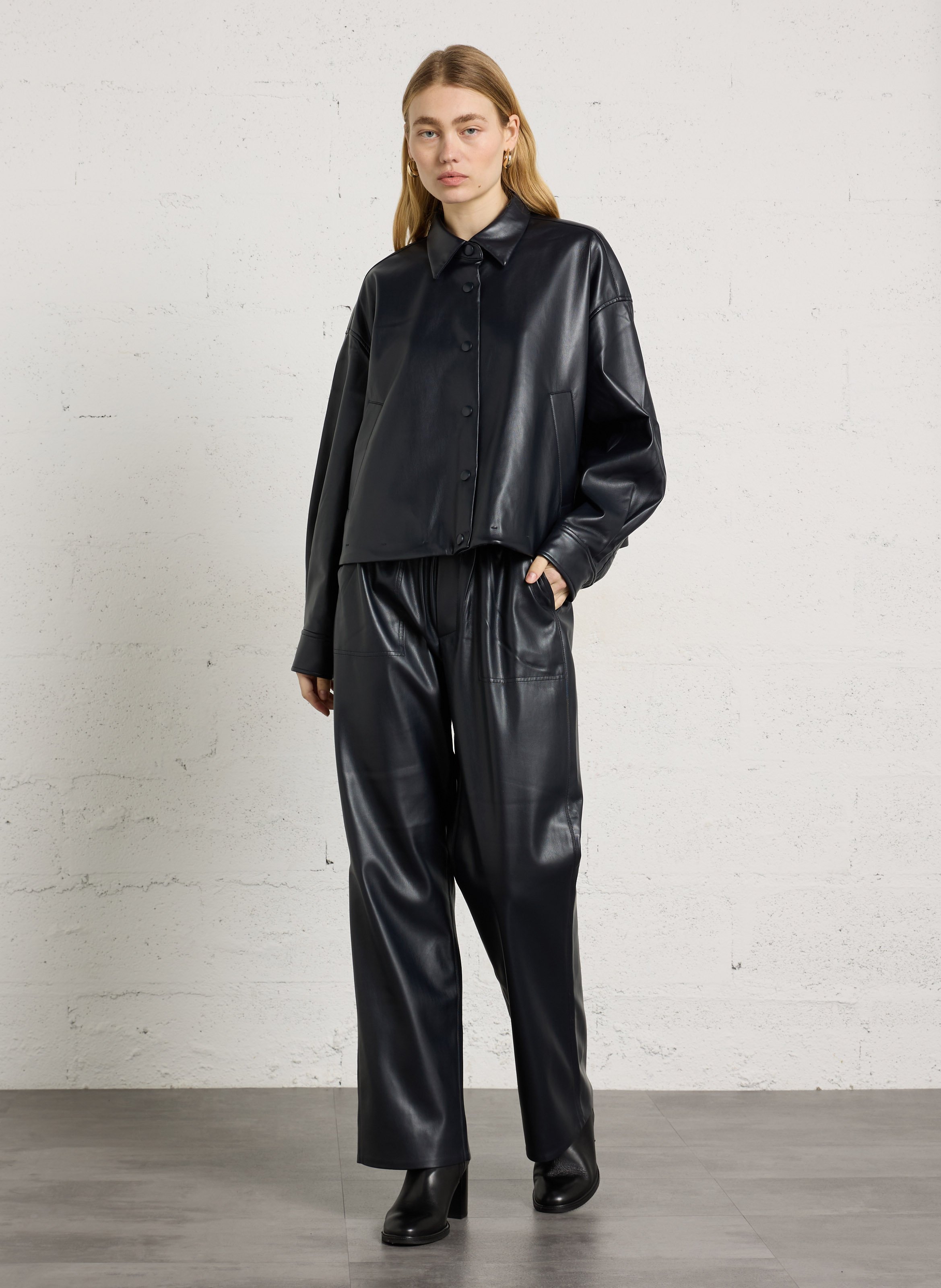 Imitation leather trousers BERENICE Blue