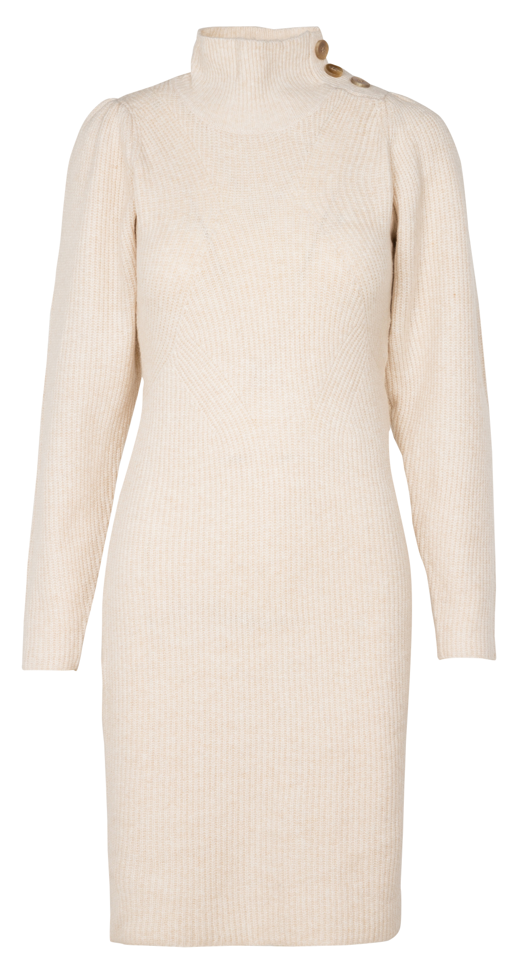 Short mixed-knit dress with high neck YAS Brown