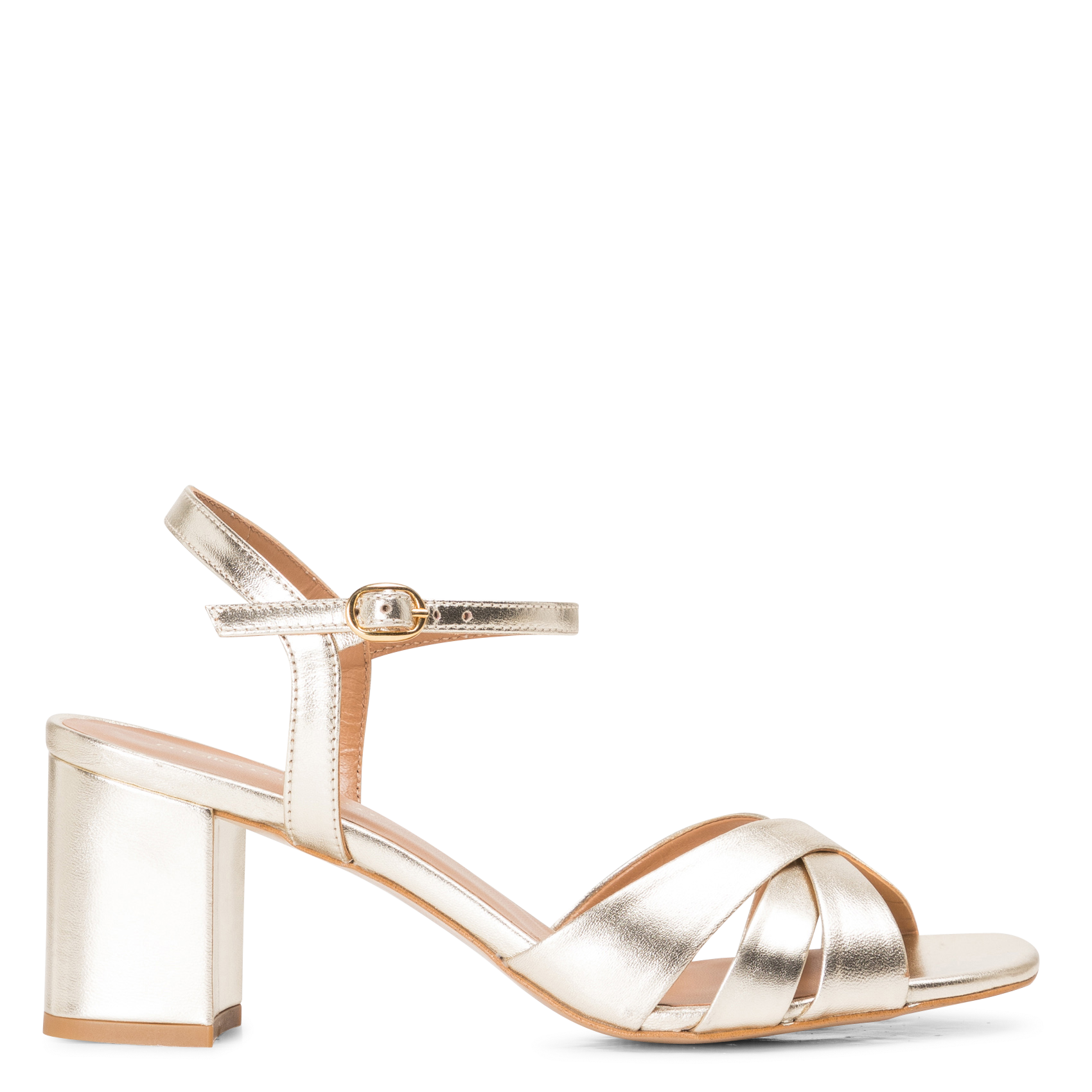 Hoge, leren sandalen MELLOW YELLOW Goudkleurig