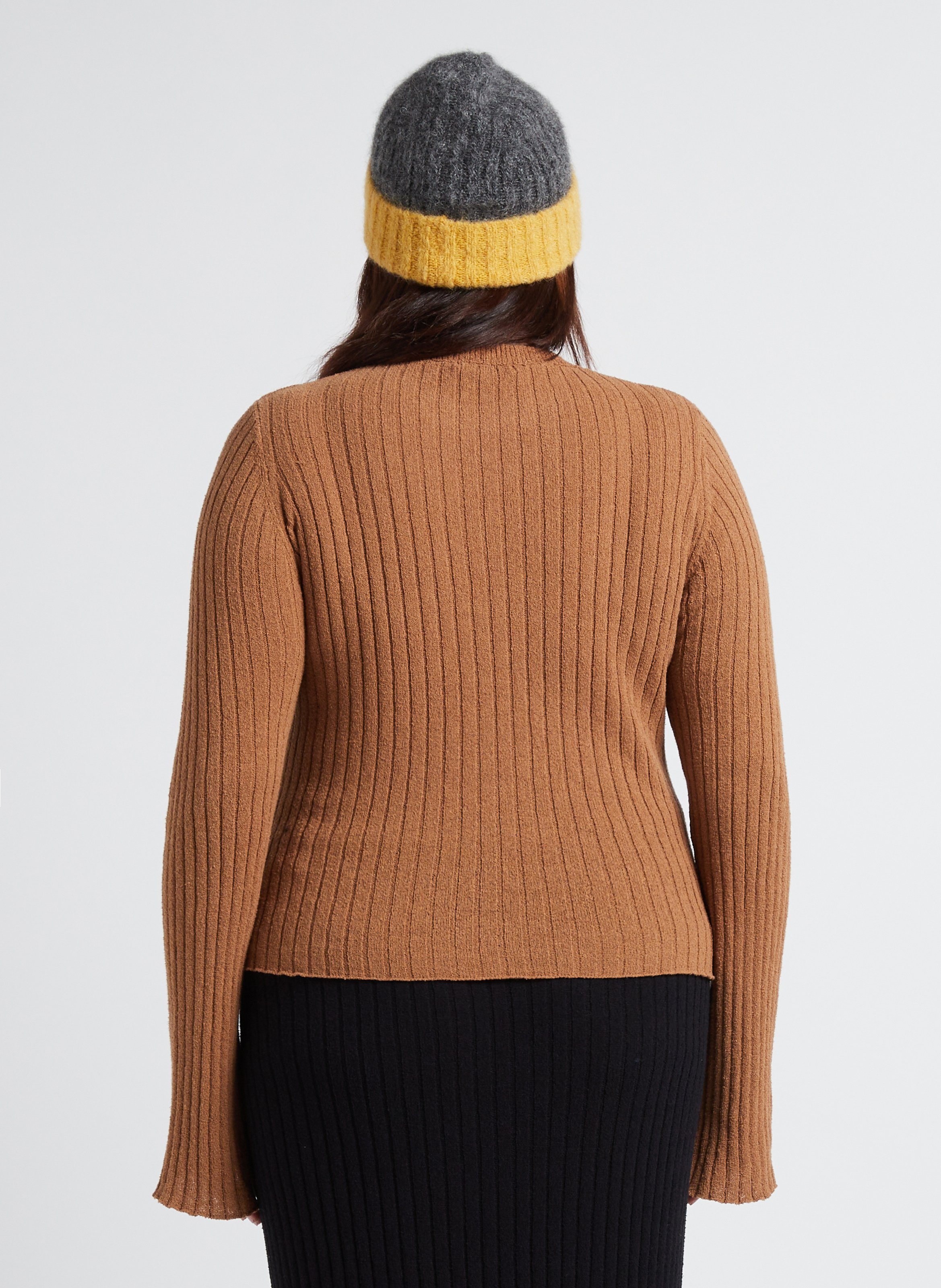 Trui met ronde hals | katoenblend GINA TRICOT Bruin