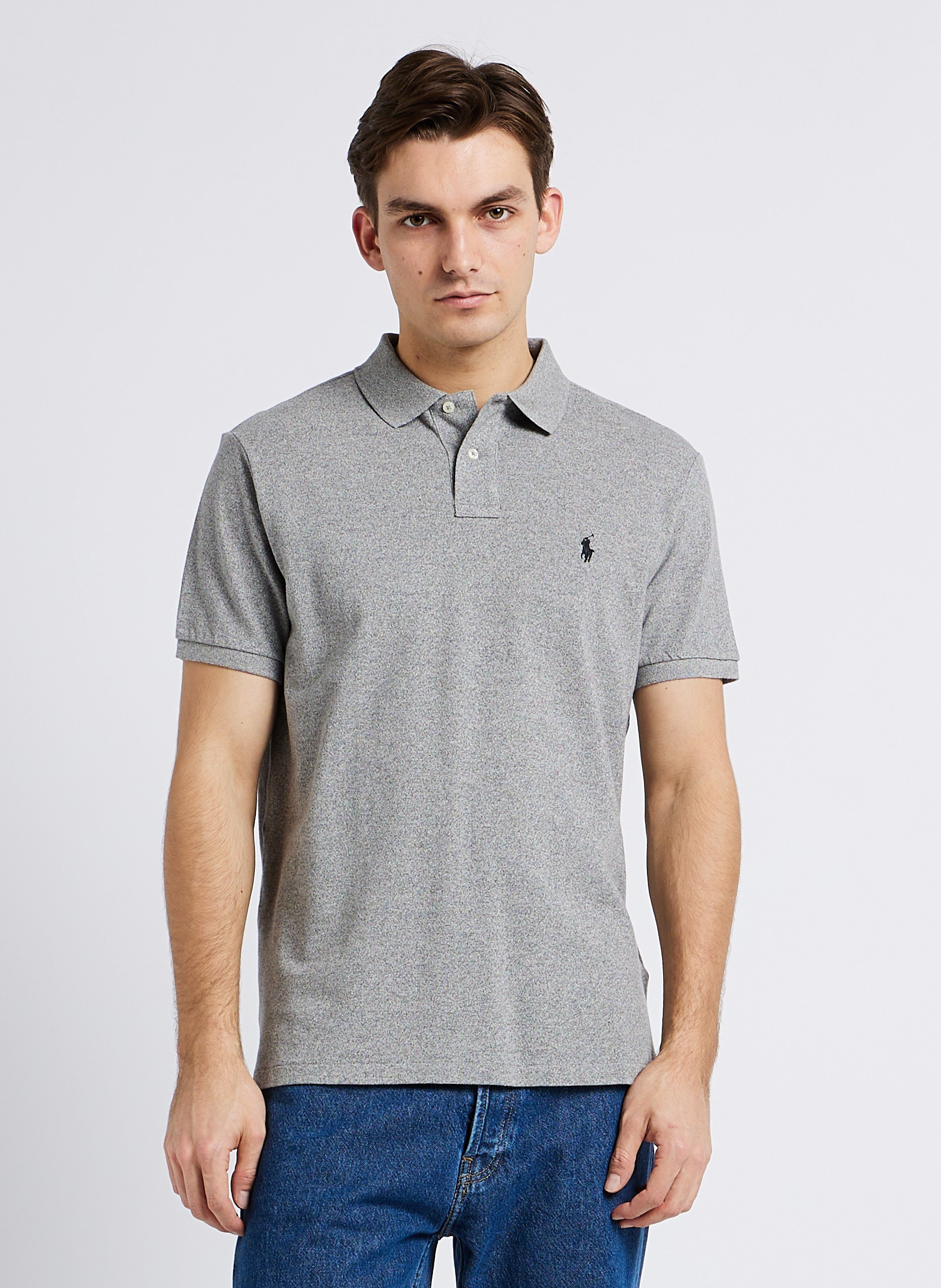 Grey Slim fit cotton polo shirt