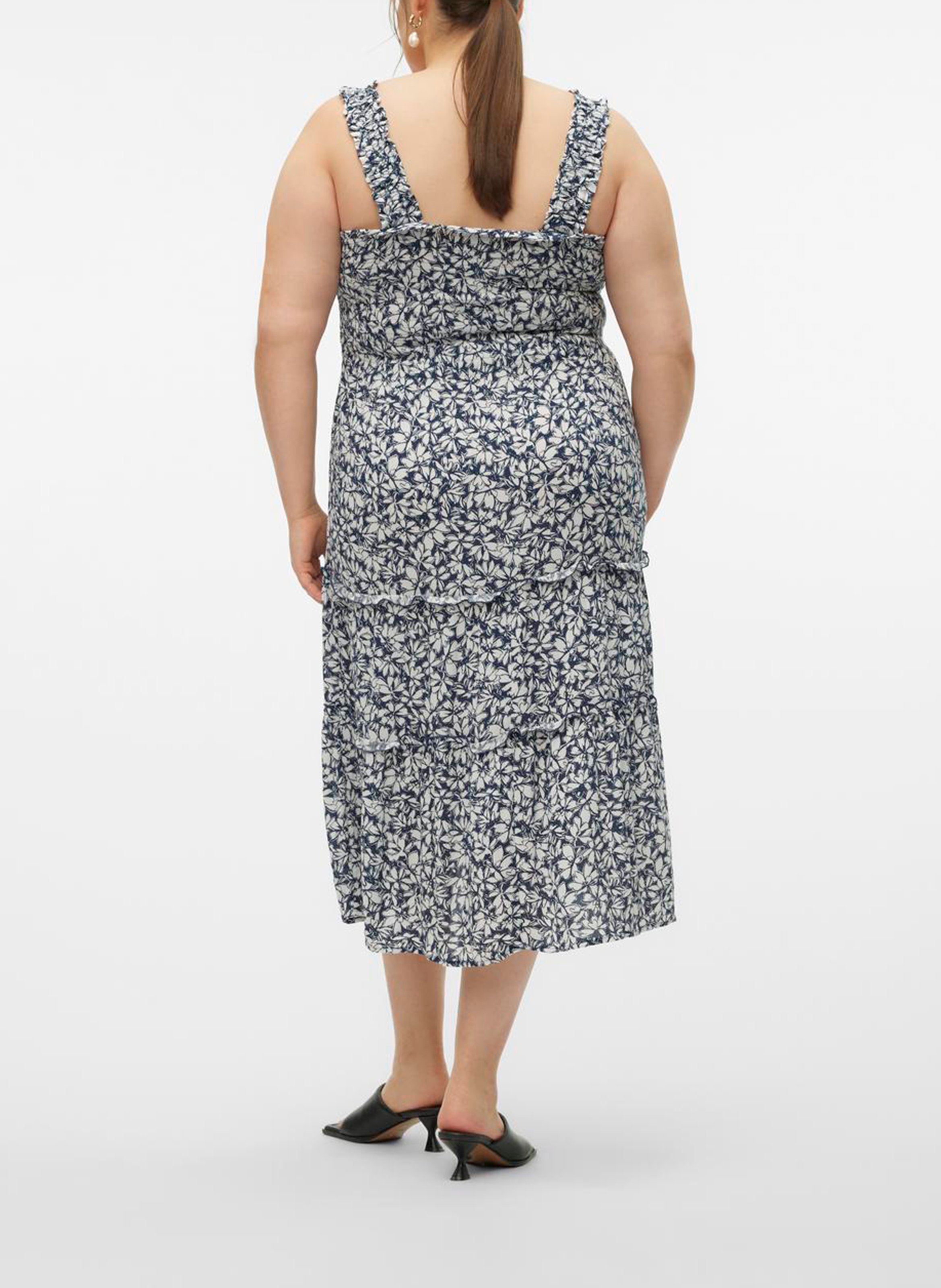 Robe midi smockée et imprimée  VERO MODA CURVE Bleu