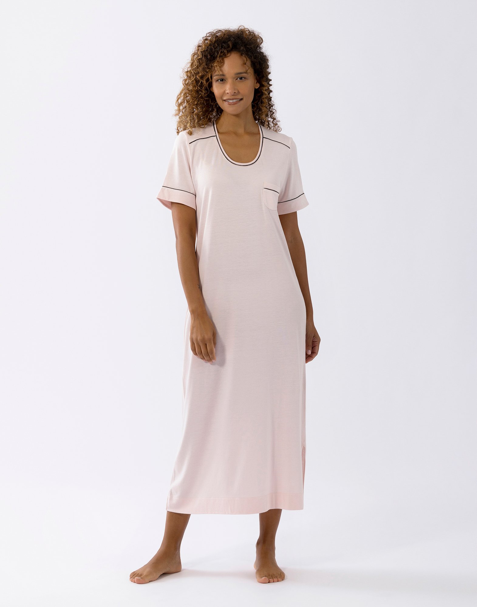 Short-sleeved cotton modal nightshirt LE CHAT Pink