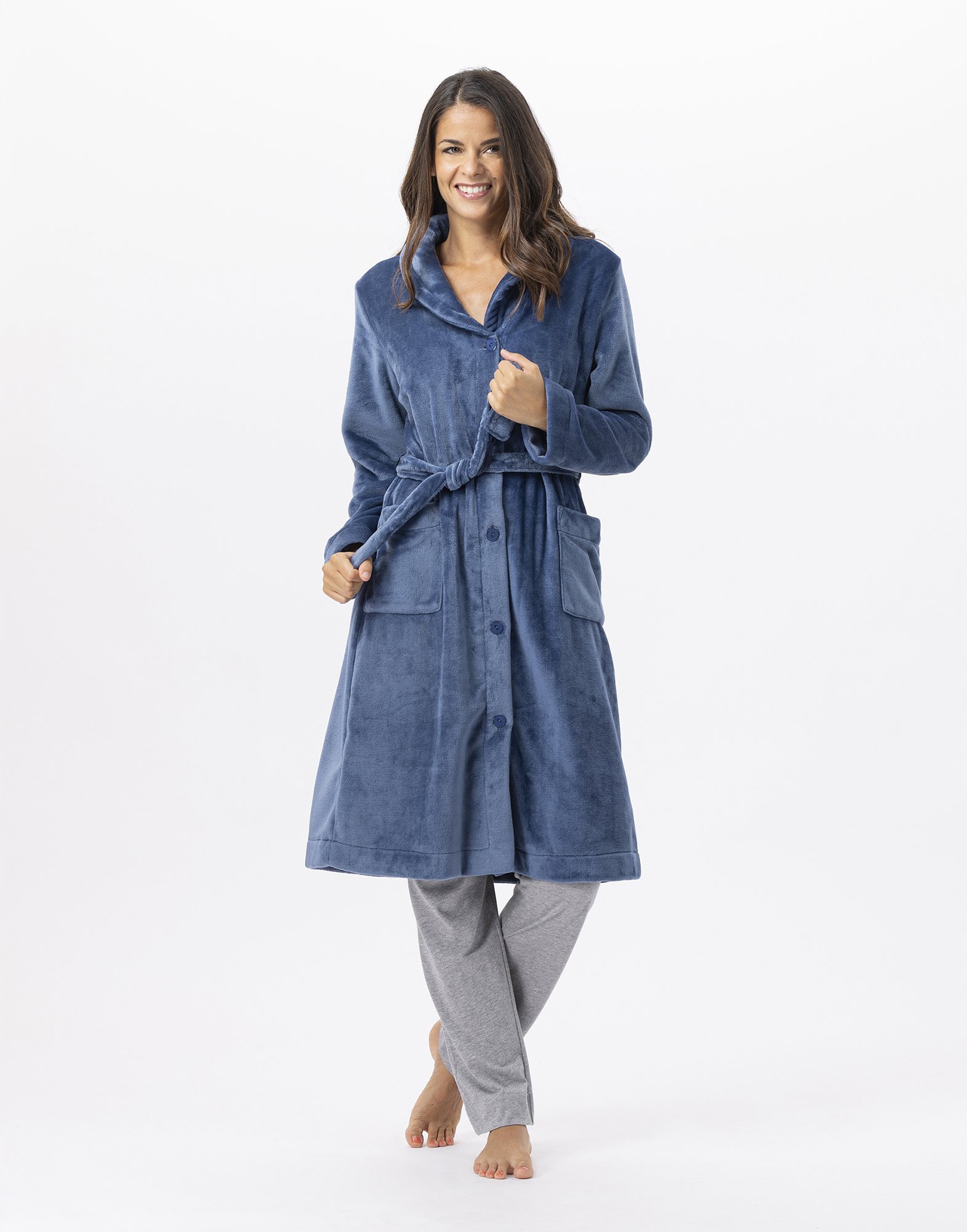 Plush flannel robe LE CHAT Blue