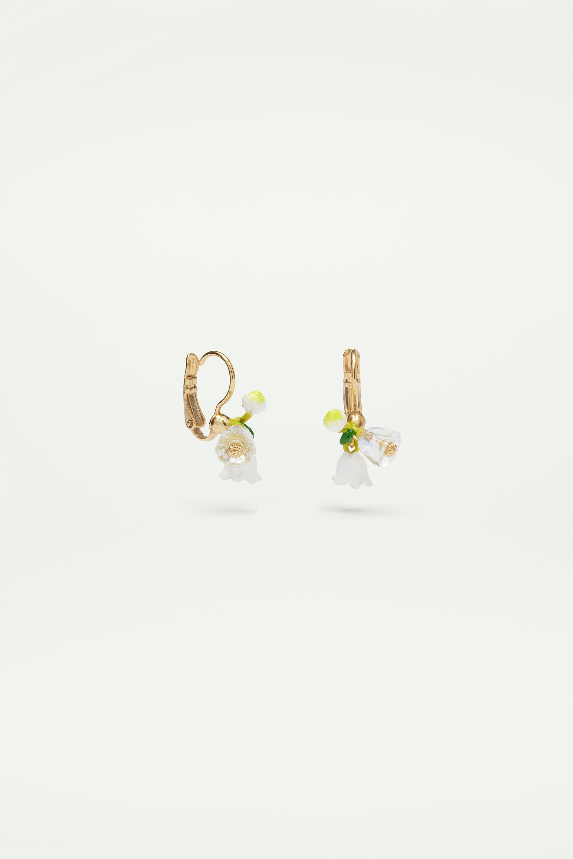 Lily-of-the-valley sprig sleeper earrings LES NEREIDES White