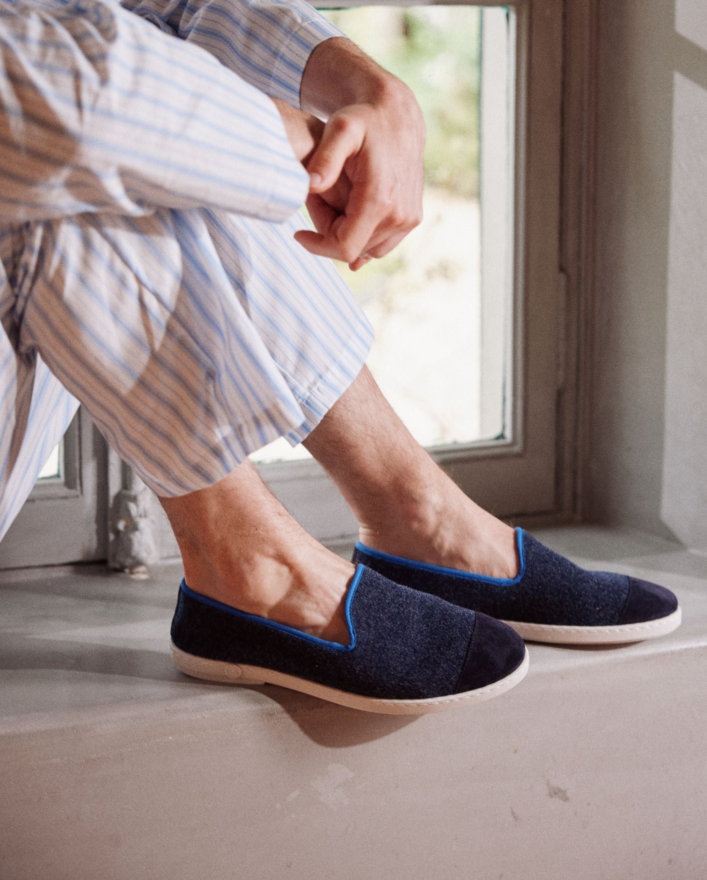 Men's wool slippers, navy ocean ANGARDE Blue