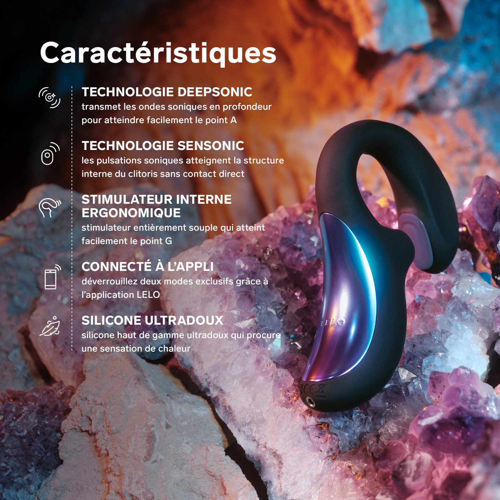 Triple stimulation women's vibrator, double sonic enigma LELO Black