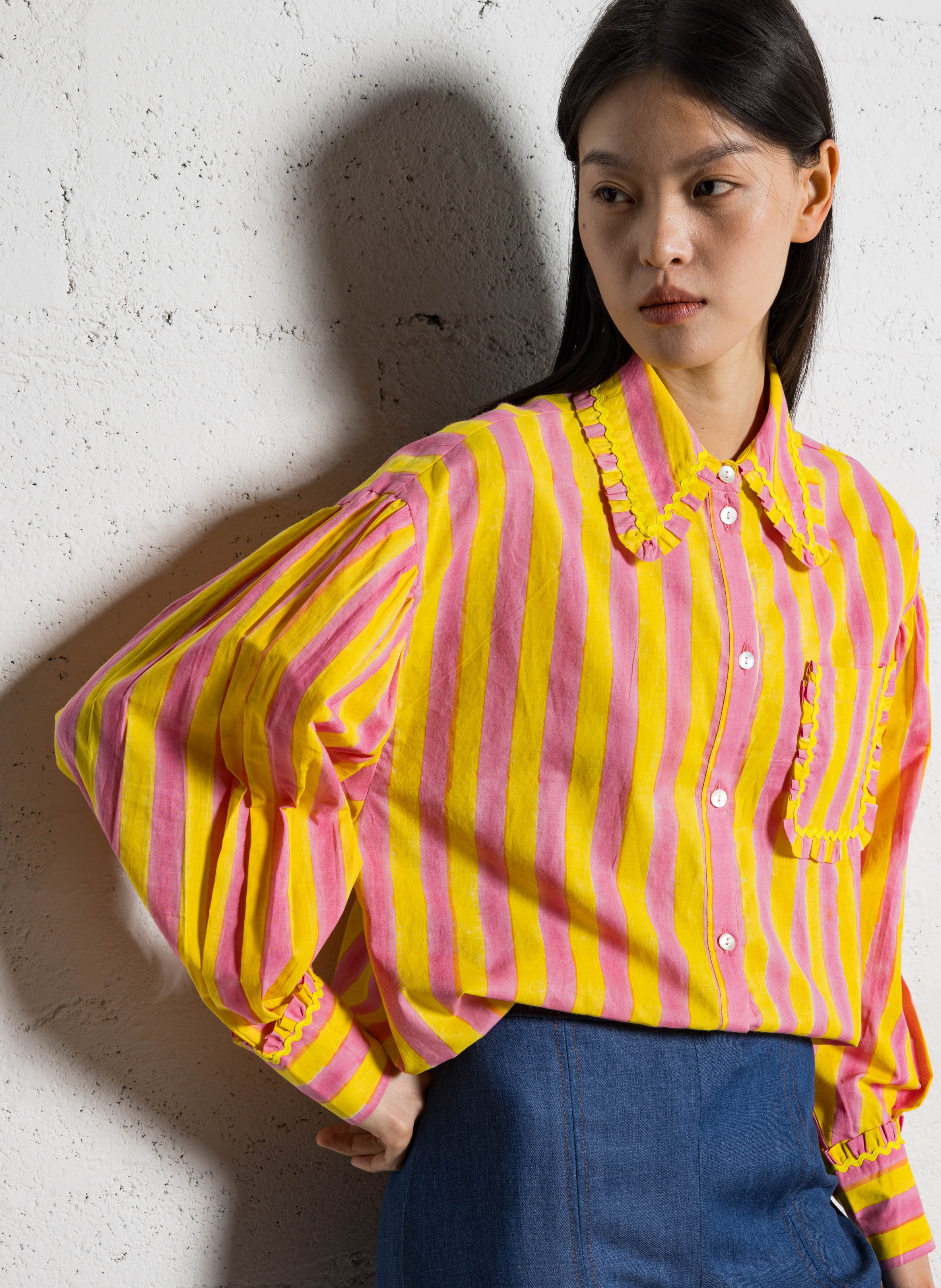 Chemise oversize en coton rayé Multicolore