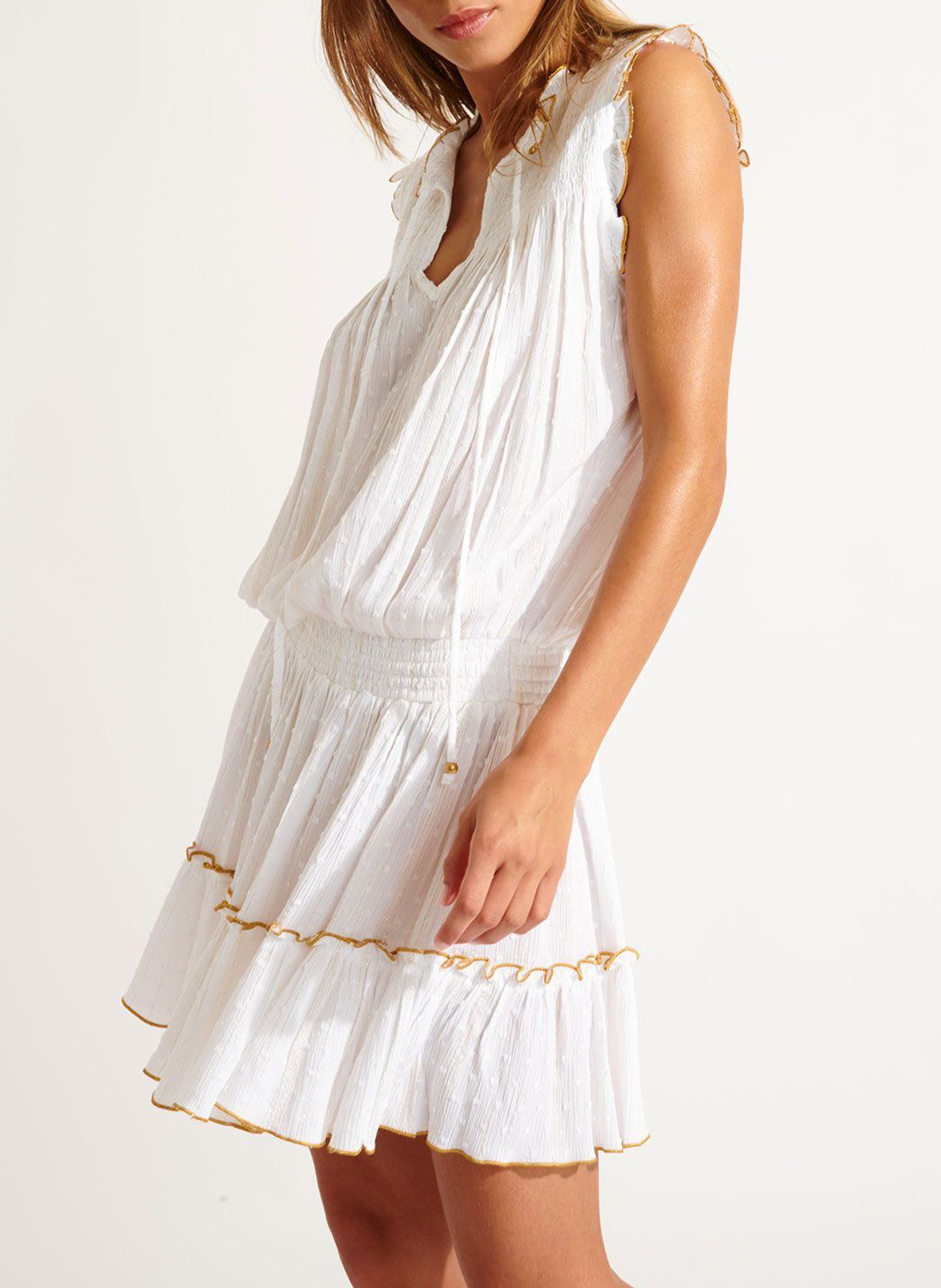 Robe courte col victorien BANANA MOON Blanc