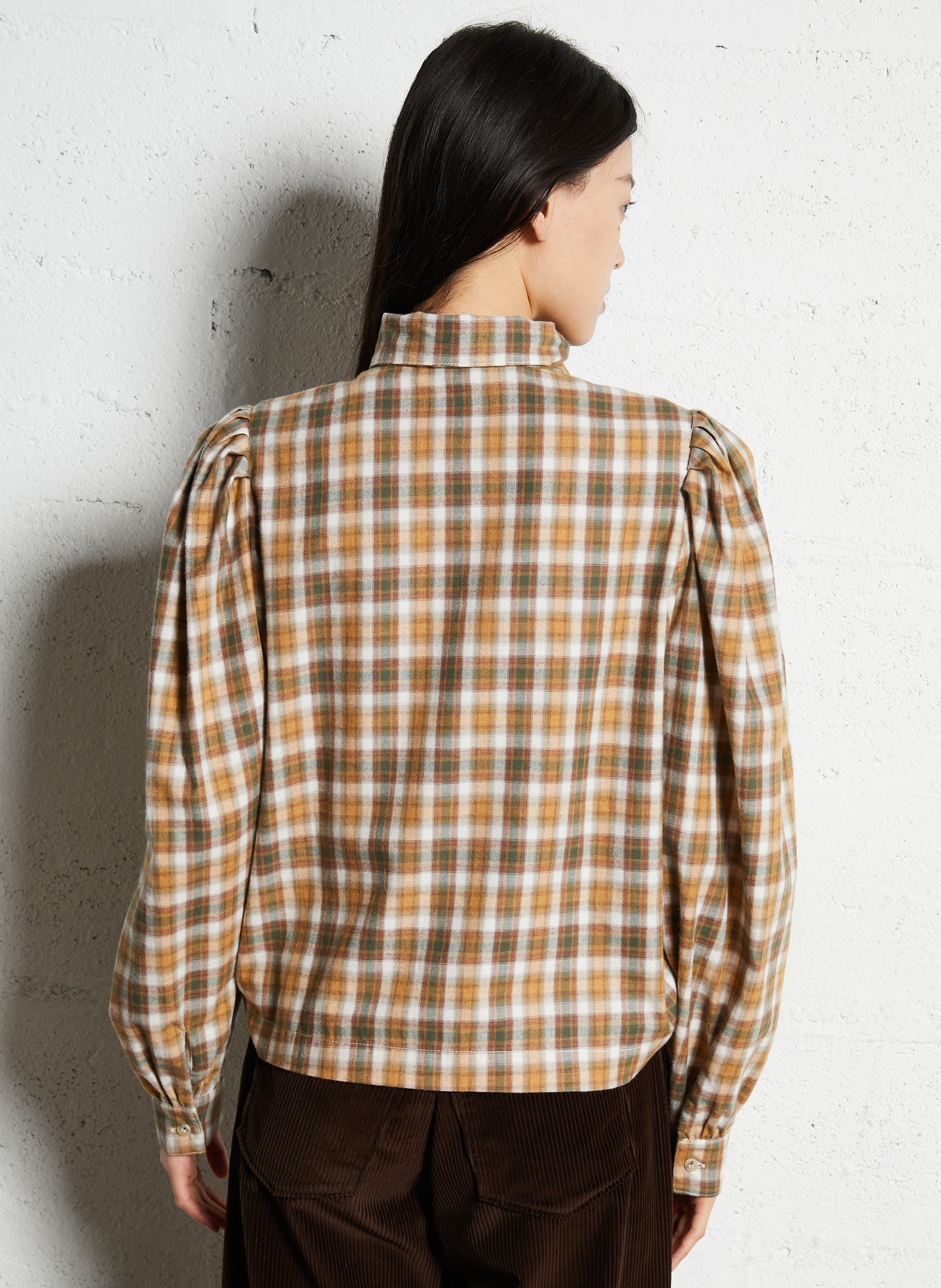 Rechte, katoenen blouse met print SUZIE WINKLE Beige