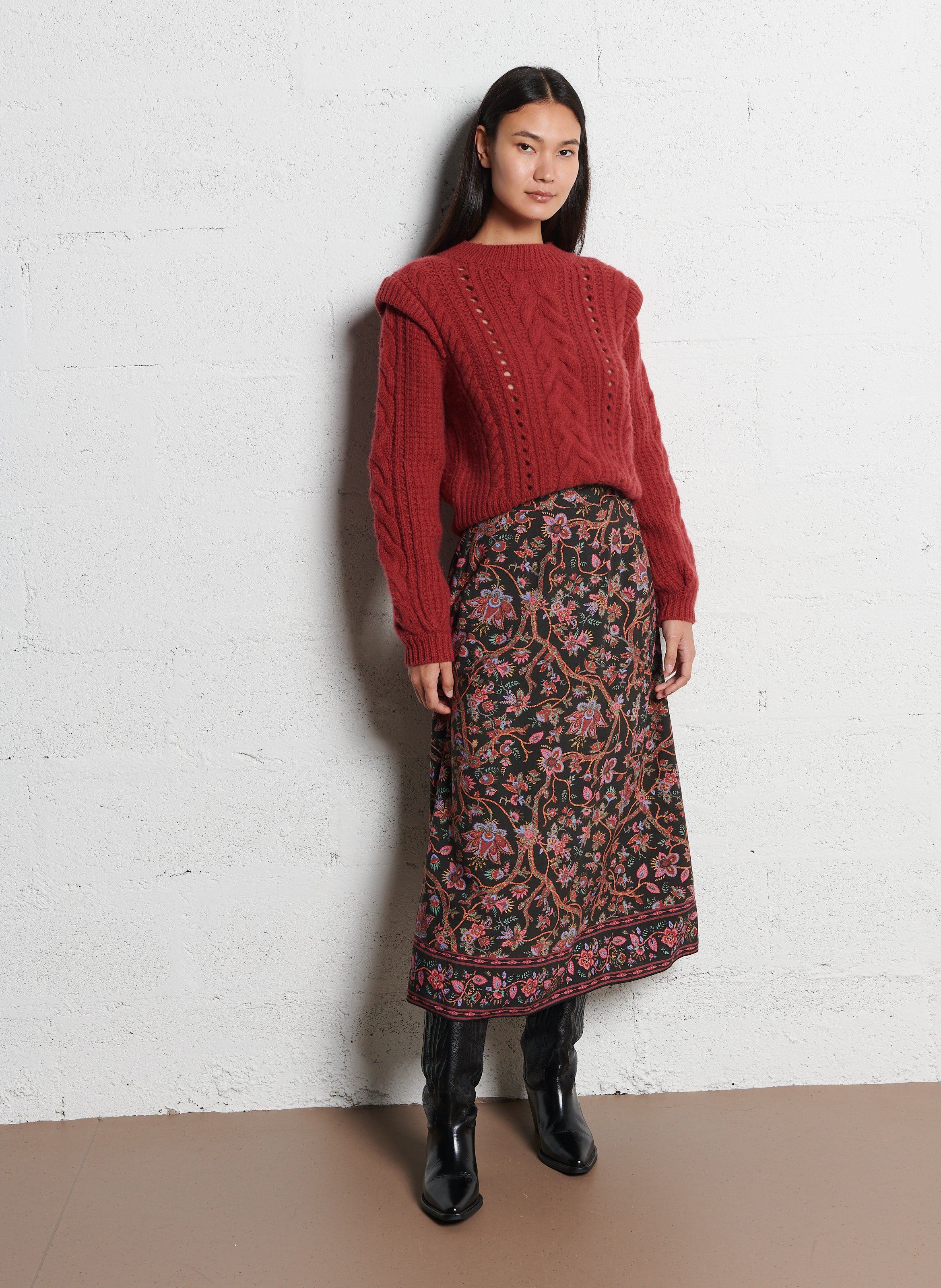 Pull col rond en laine LOUISE MISHA Rouge