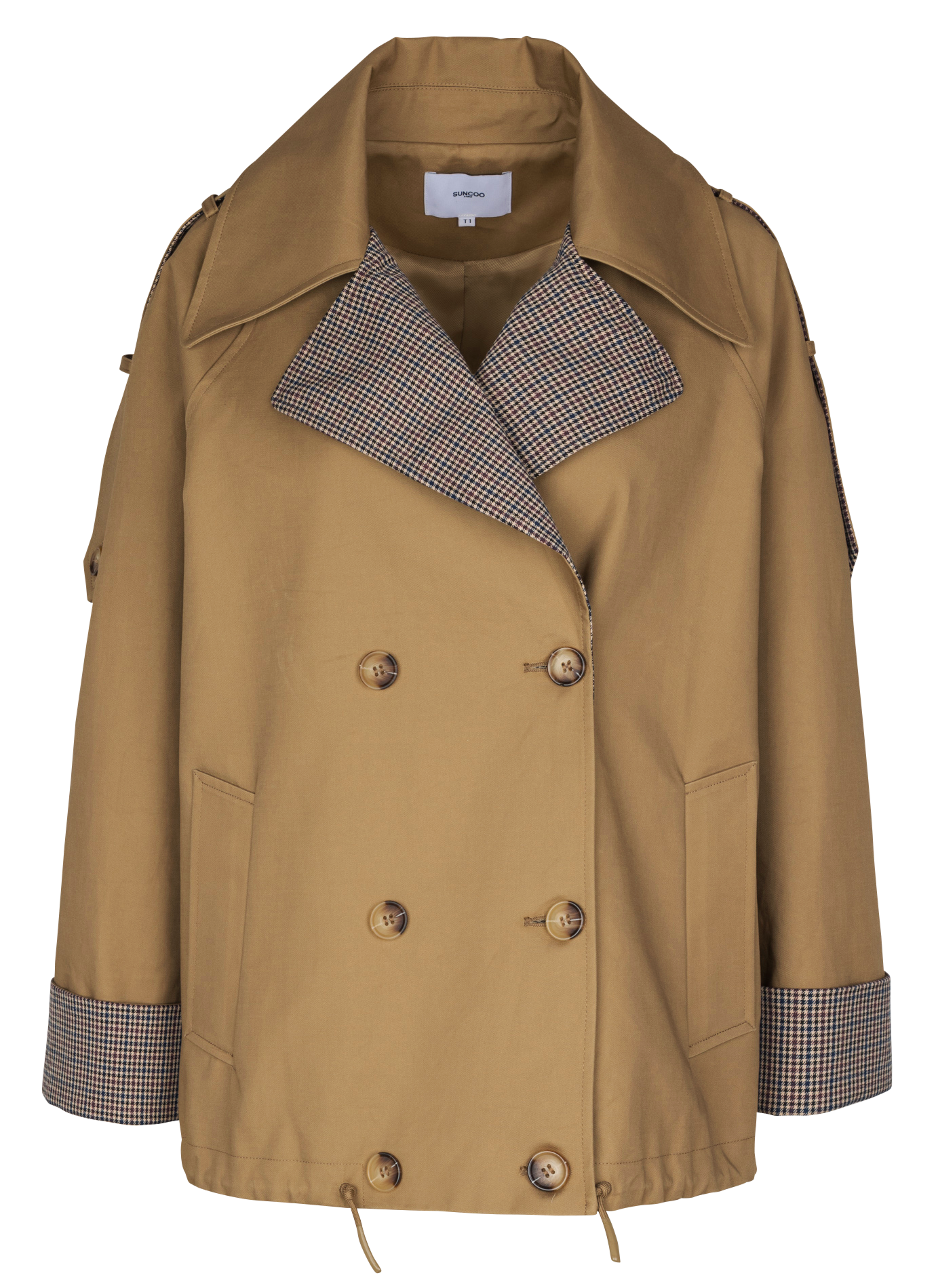 Trench col tailleur en coton SUNCOO Beige