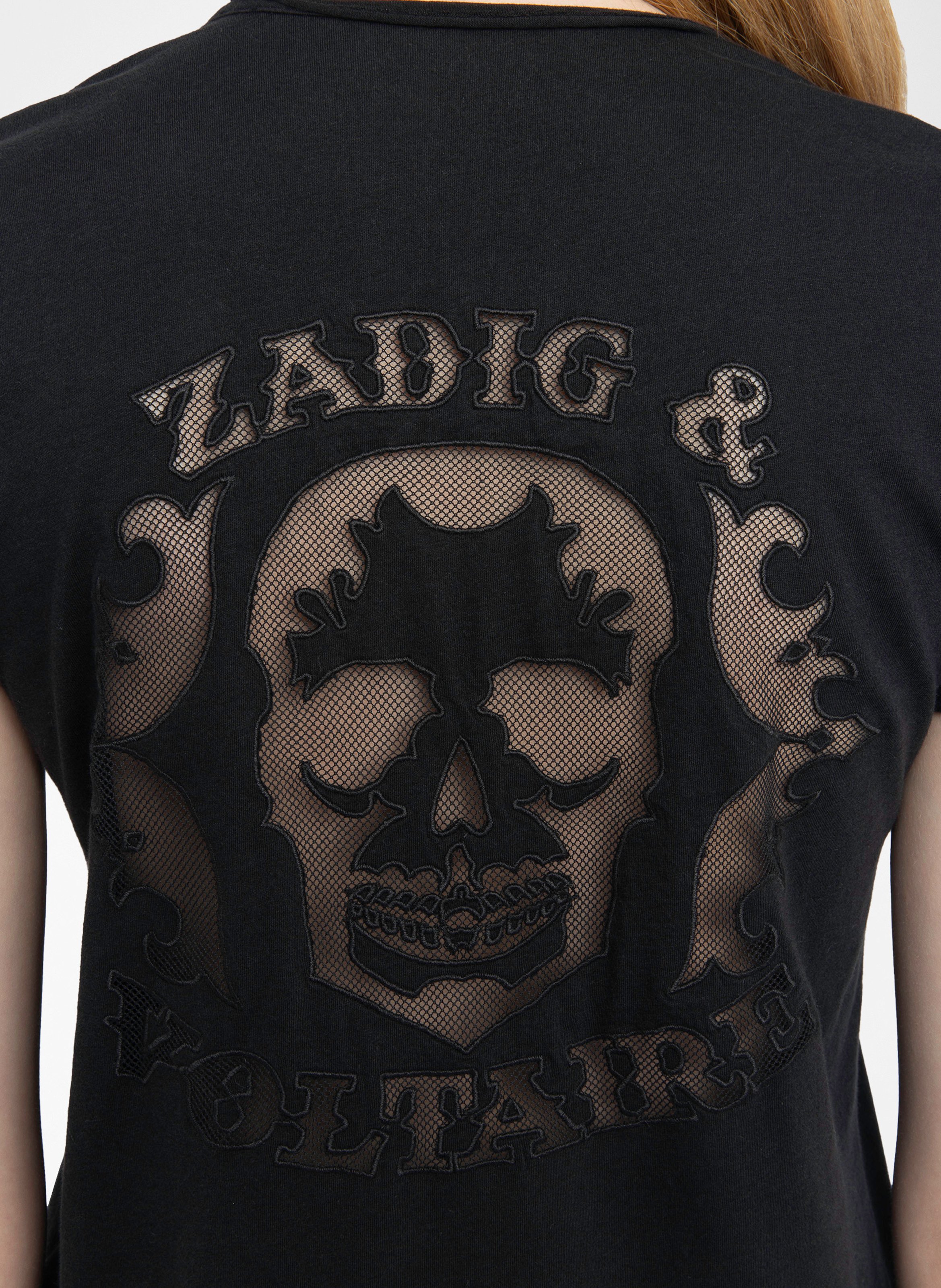 Tee-shirt droit col V motif dos ZADIG&VOLTAIRE Noir