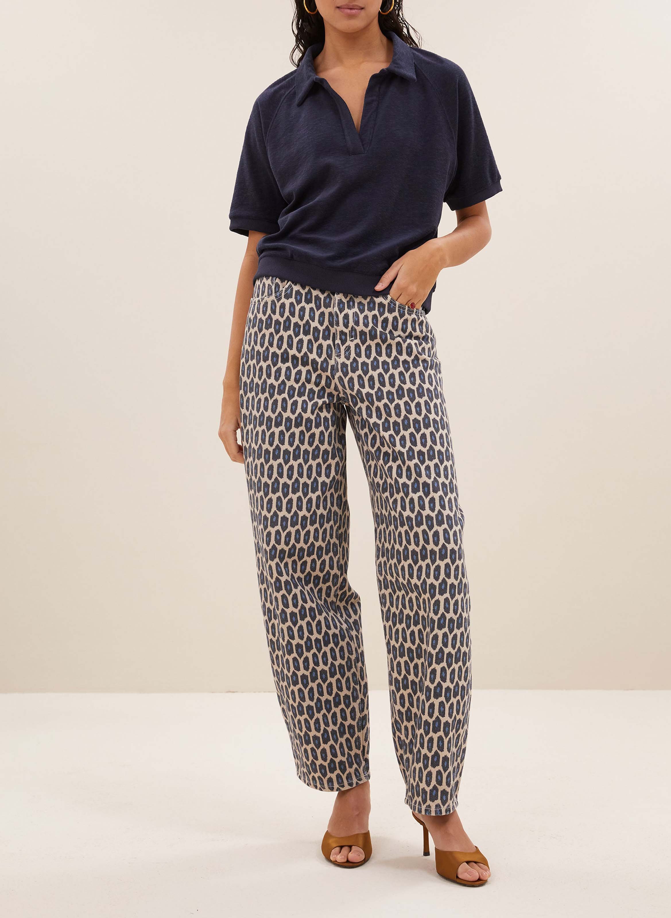 V-neck polo in blended organic cotton BY BAR Blue