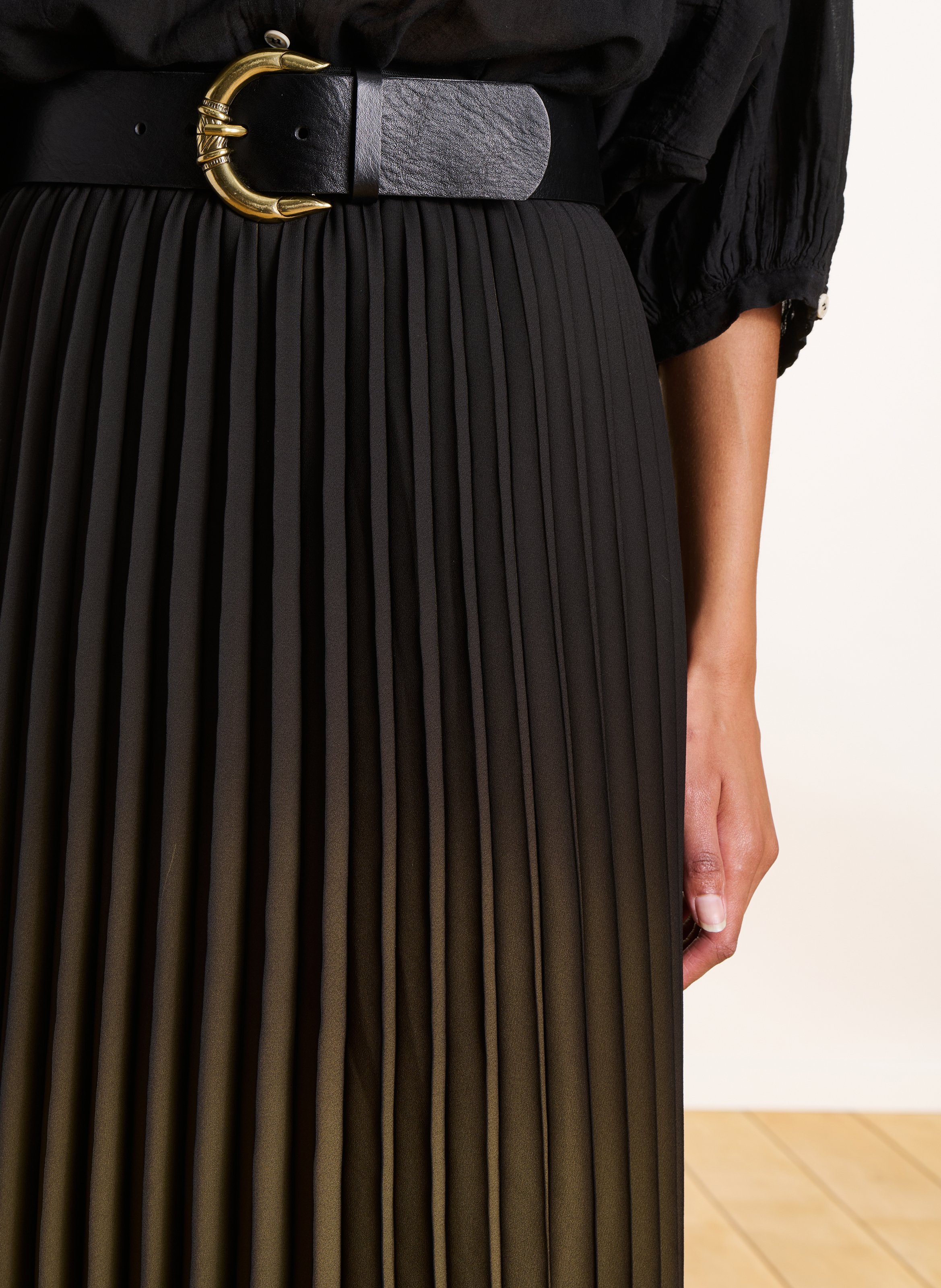 Long sunray pleated skirt LA FEE MARABOUTEE Green