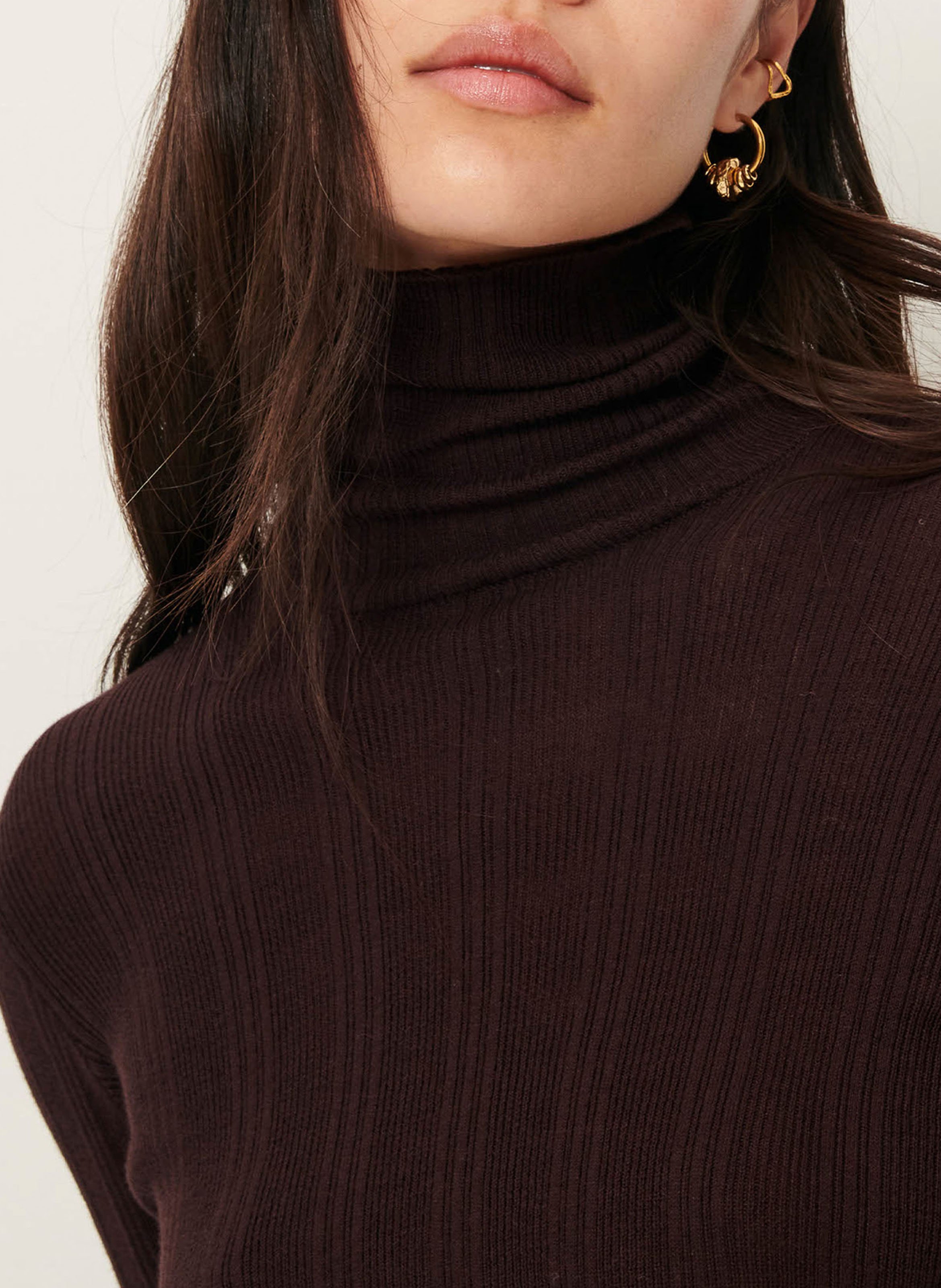 Fitted turtleneck sweater in blended cotton SESSUN Brown