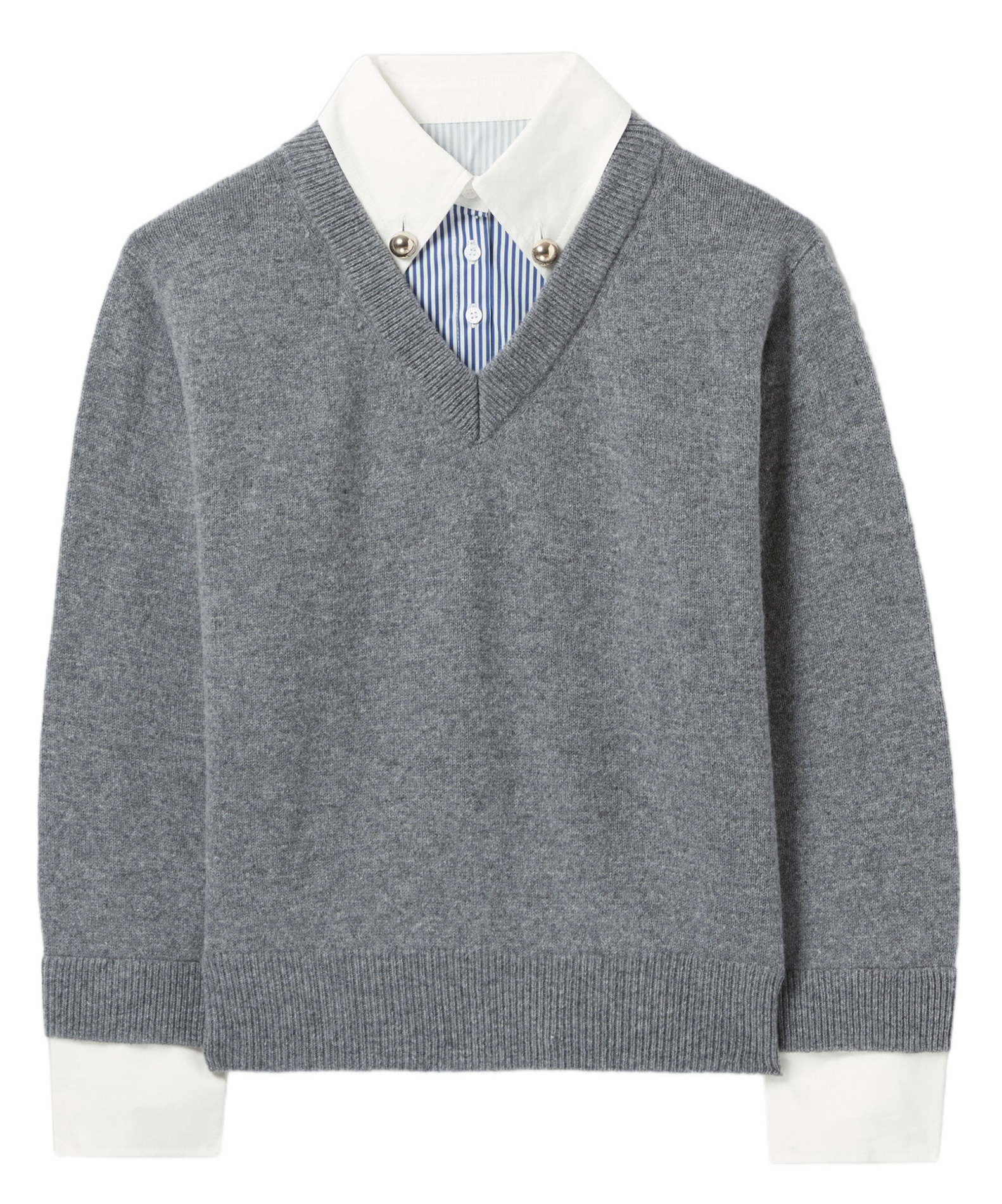 Pull col V en laine CLAUDIE PIERLOT Gris