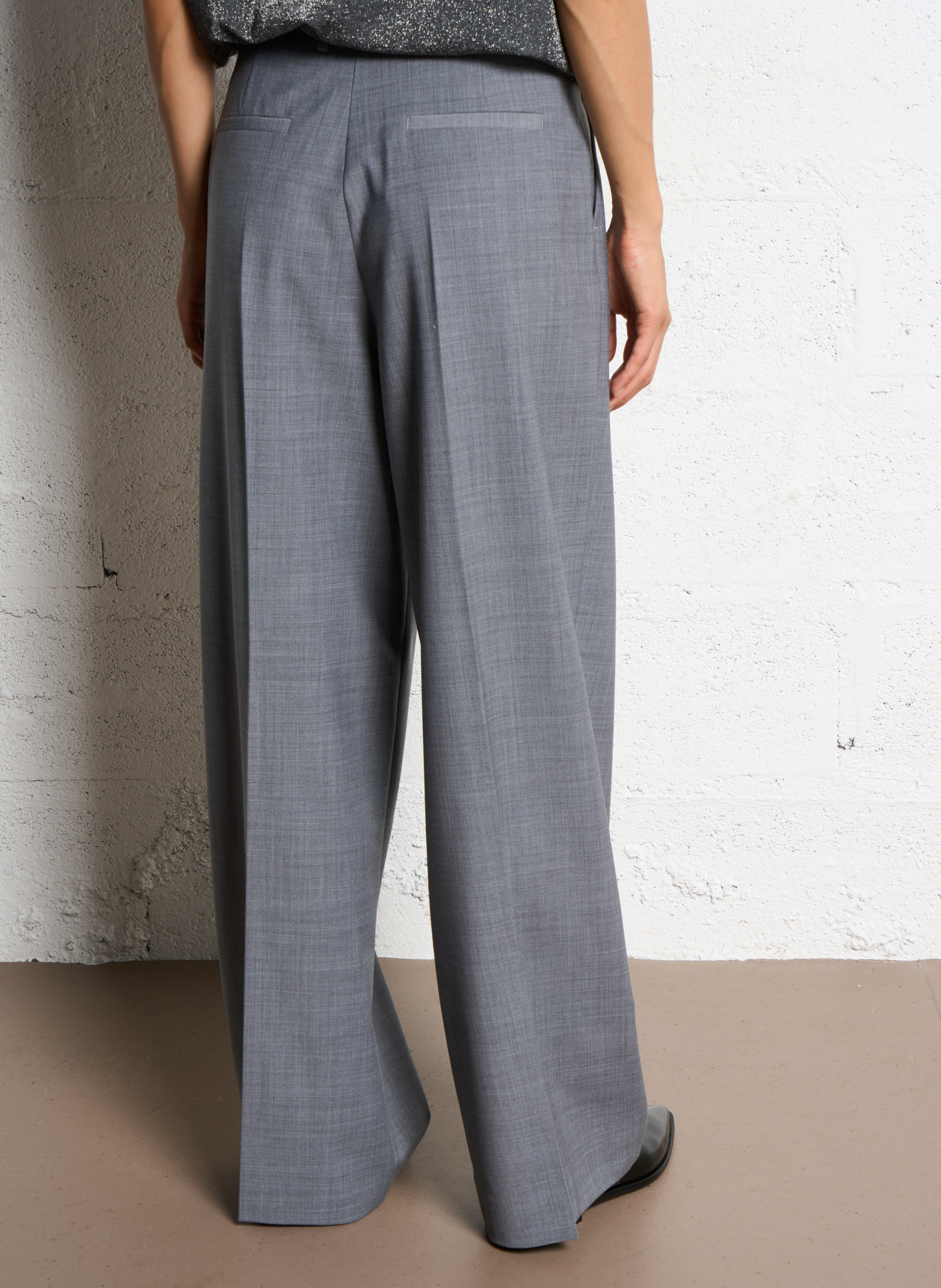 Pantalon large en laine mélangée MOMONI Gris