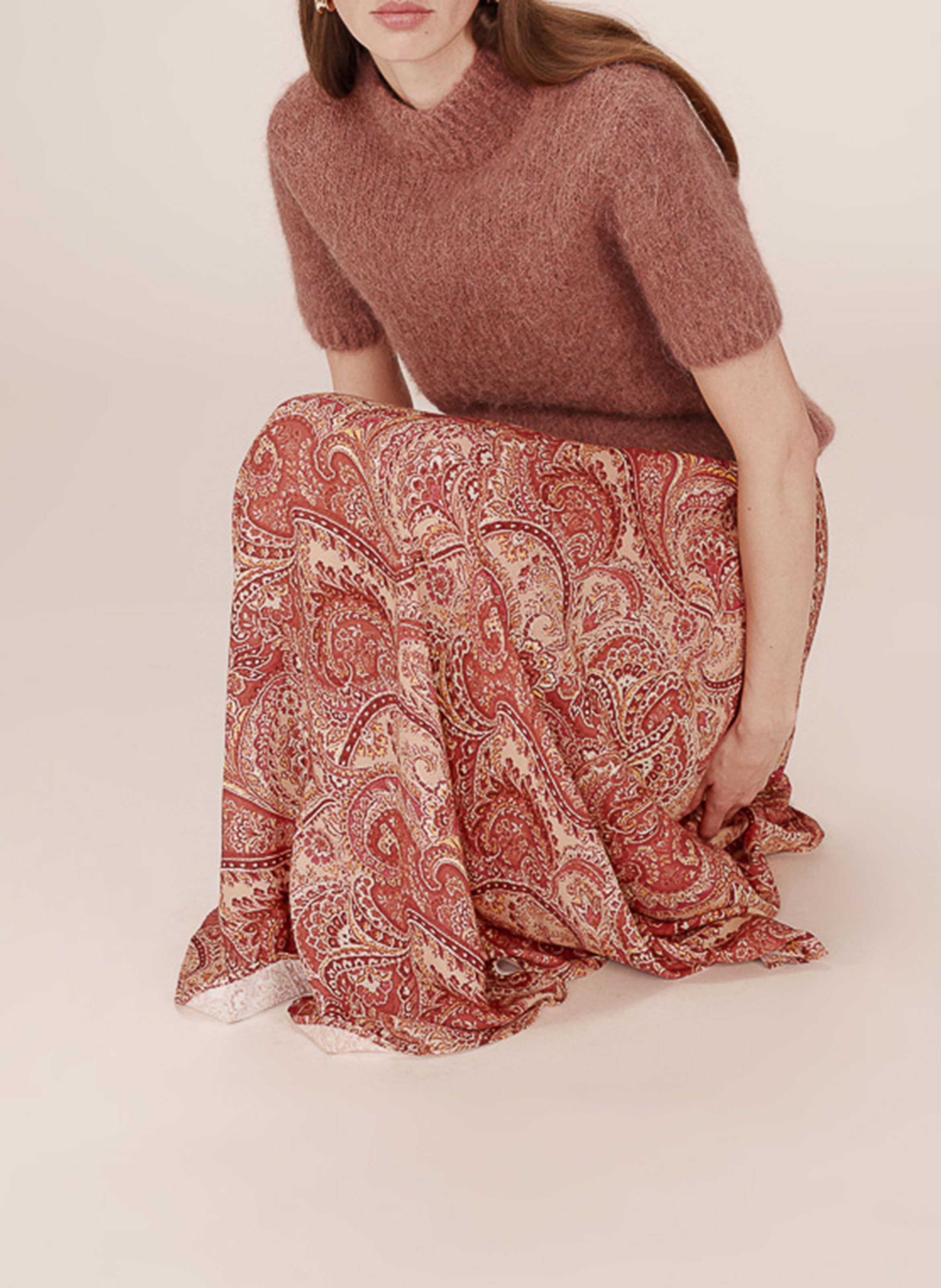 Jupe longue à motif GRACE ET MILA Marron