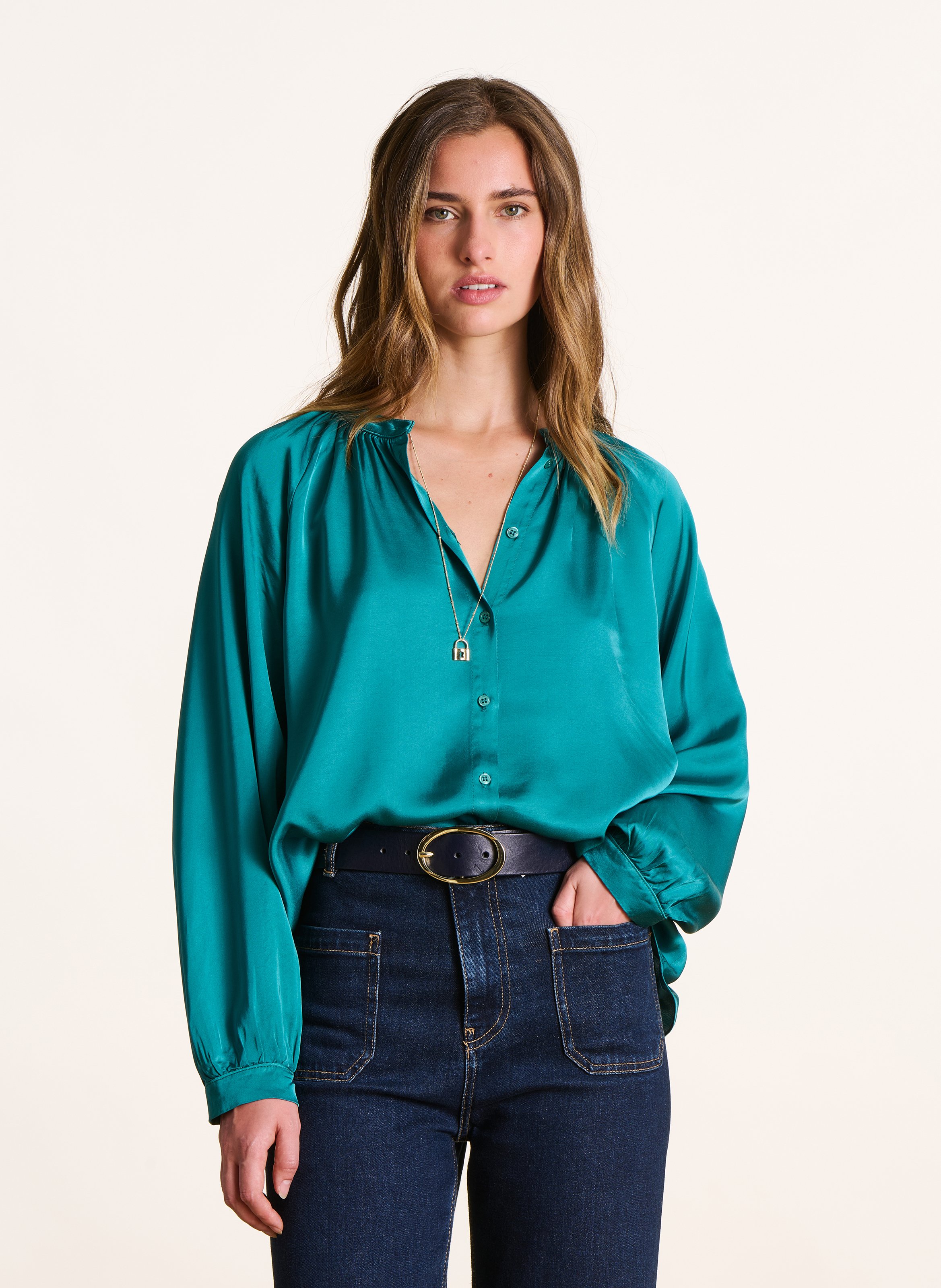 Chemise ample unie col rond LA FEE MARABOUTEE Vert