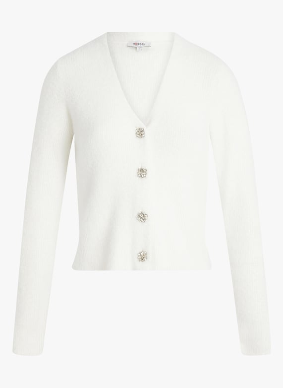 Gilet col v 252-Mclemi Blanc Morgan - Femme | Place des Tendances Gilet col v 252-Mclemi Blanc Morgan - Femme | Place des Tendances