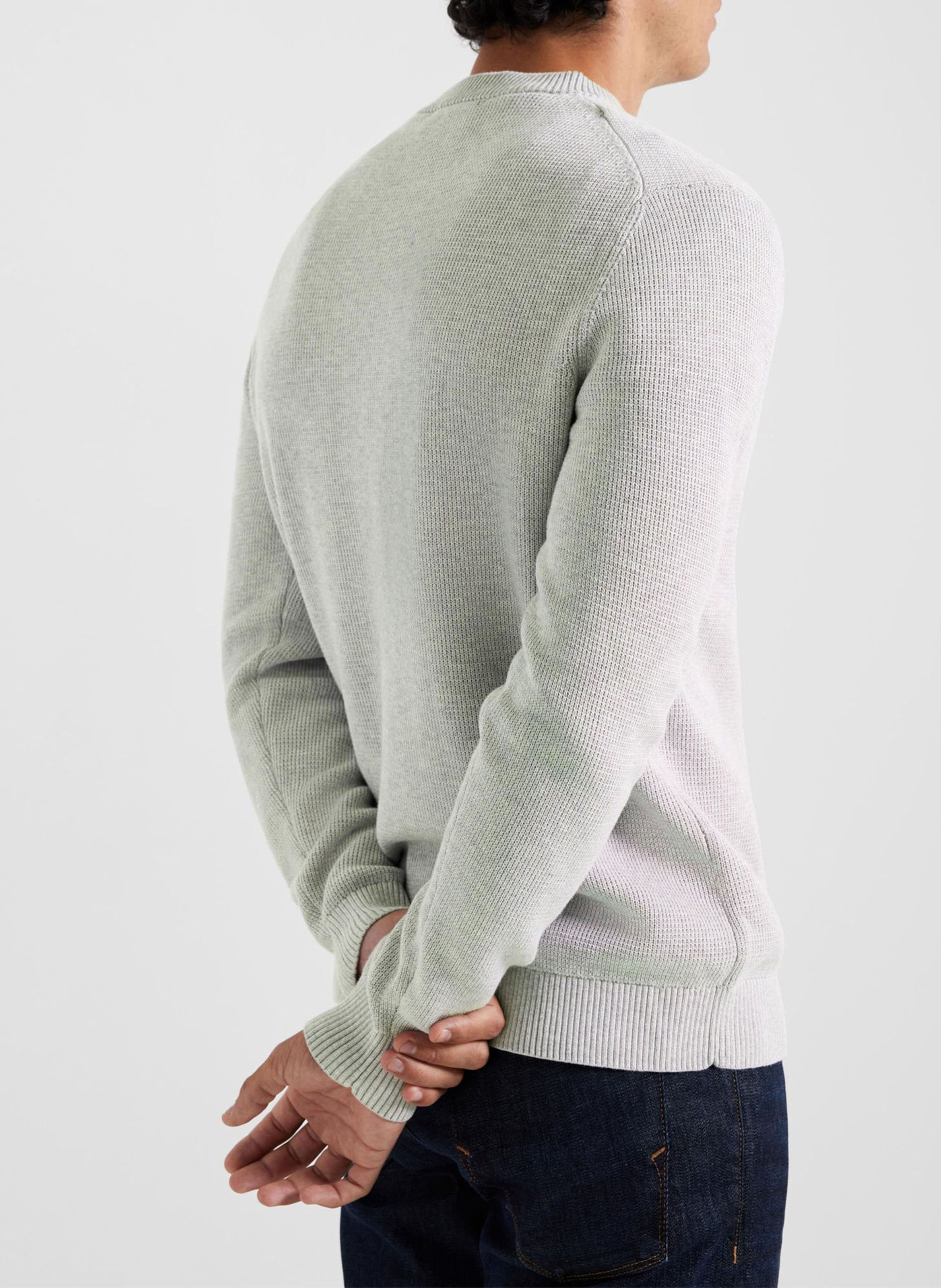 Straight-fit trui van biologisch katoen met ronde hals SELECTED Grijs