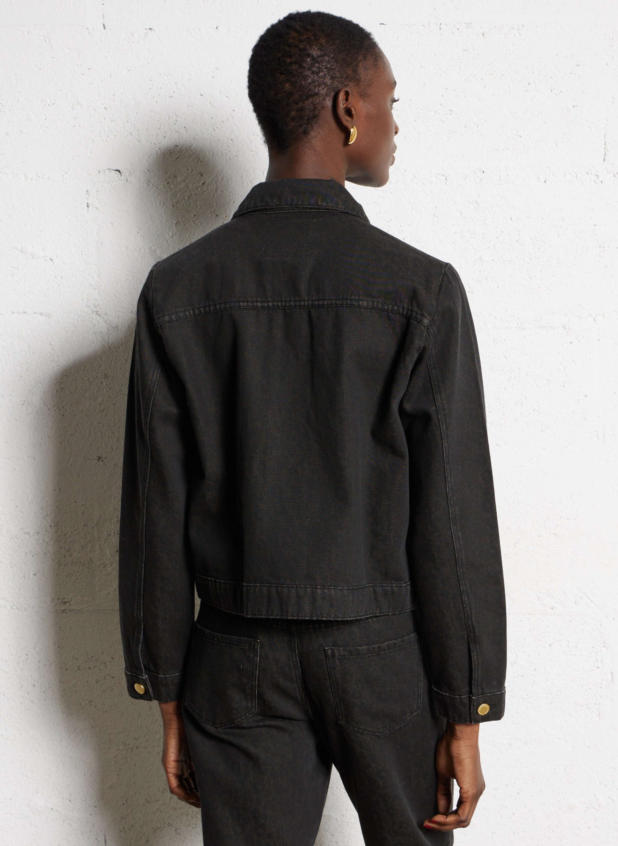 Short solid denim jacket  I CODE Brown