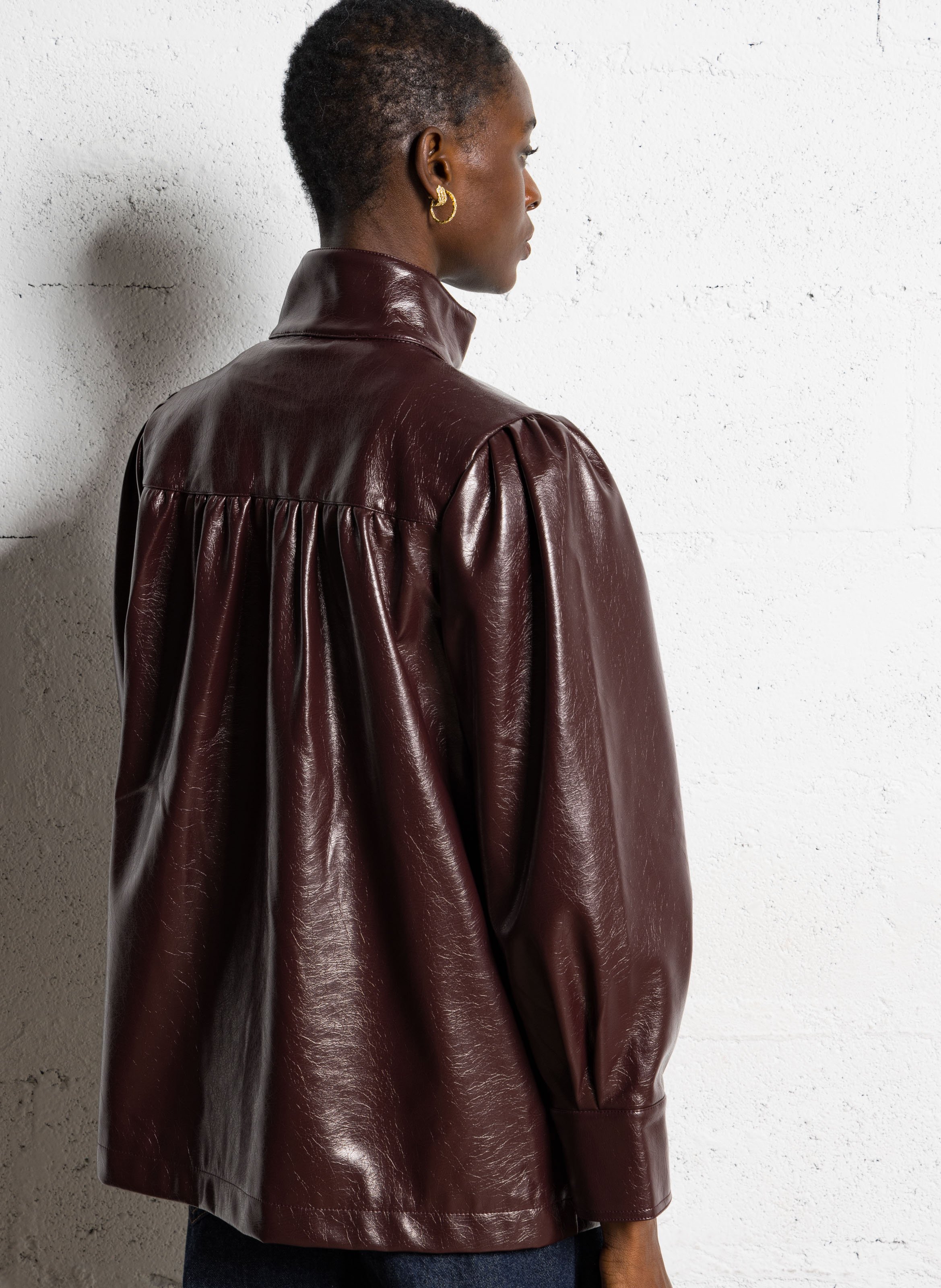 Jas met opstaande kraag van imitatieleer BERENICE Paars