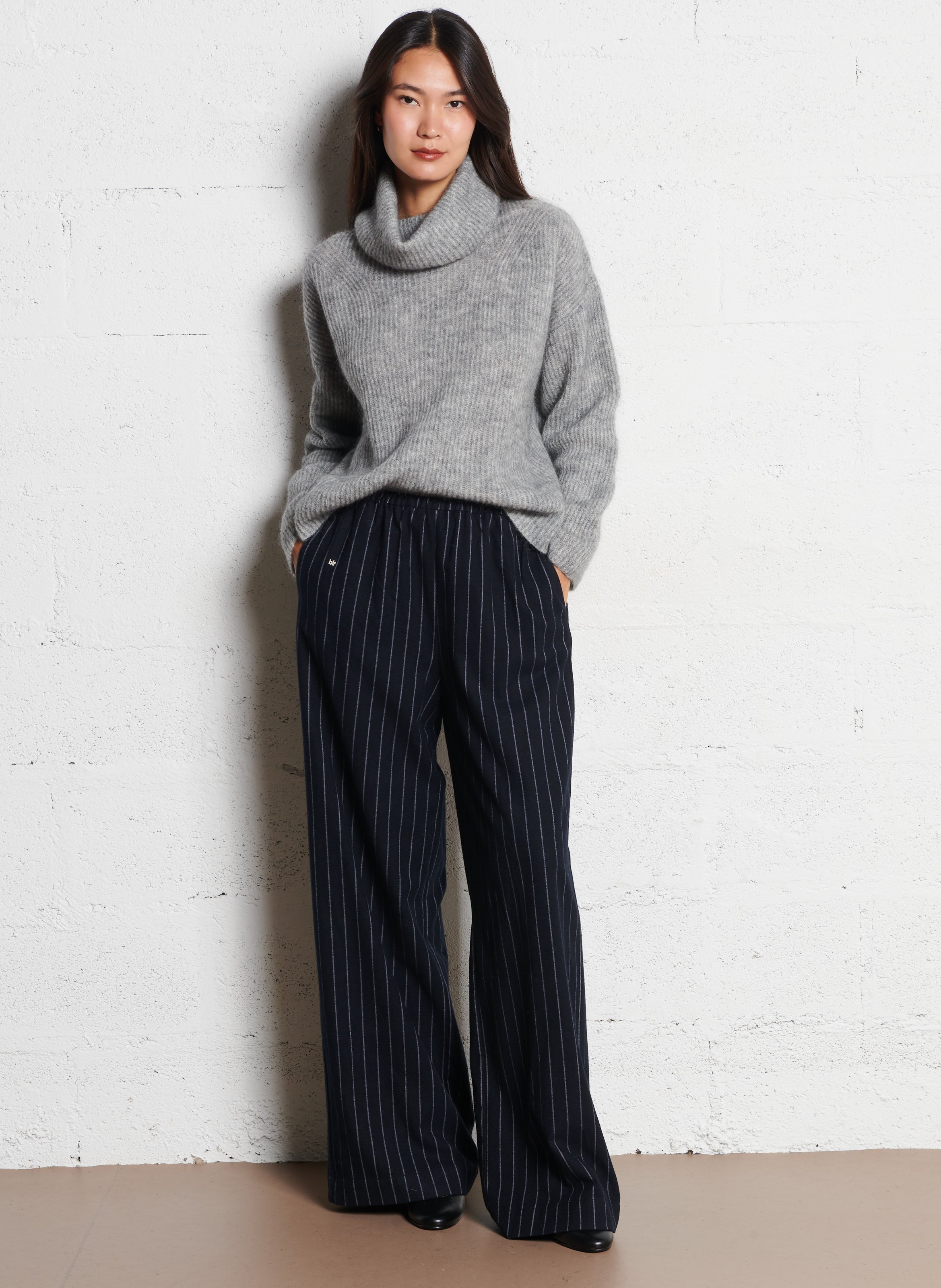 Pull col roulé en laine mélangée MAISON ANJE Prune