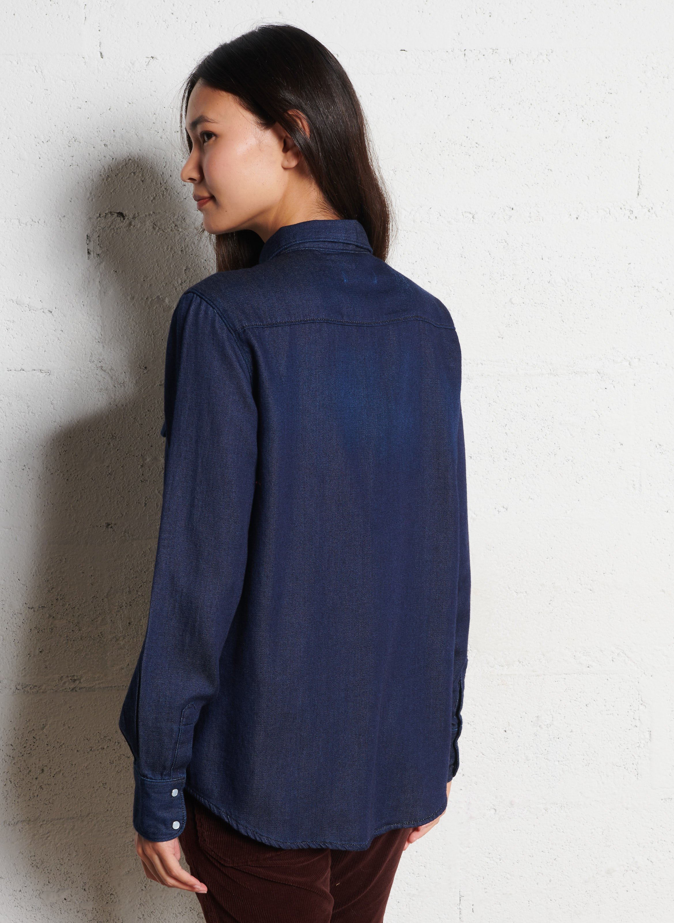 Blouse met klassieke kraag ACQUAVERDE Blauw