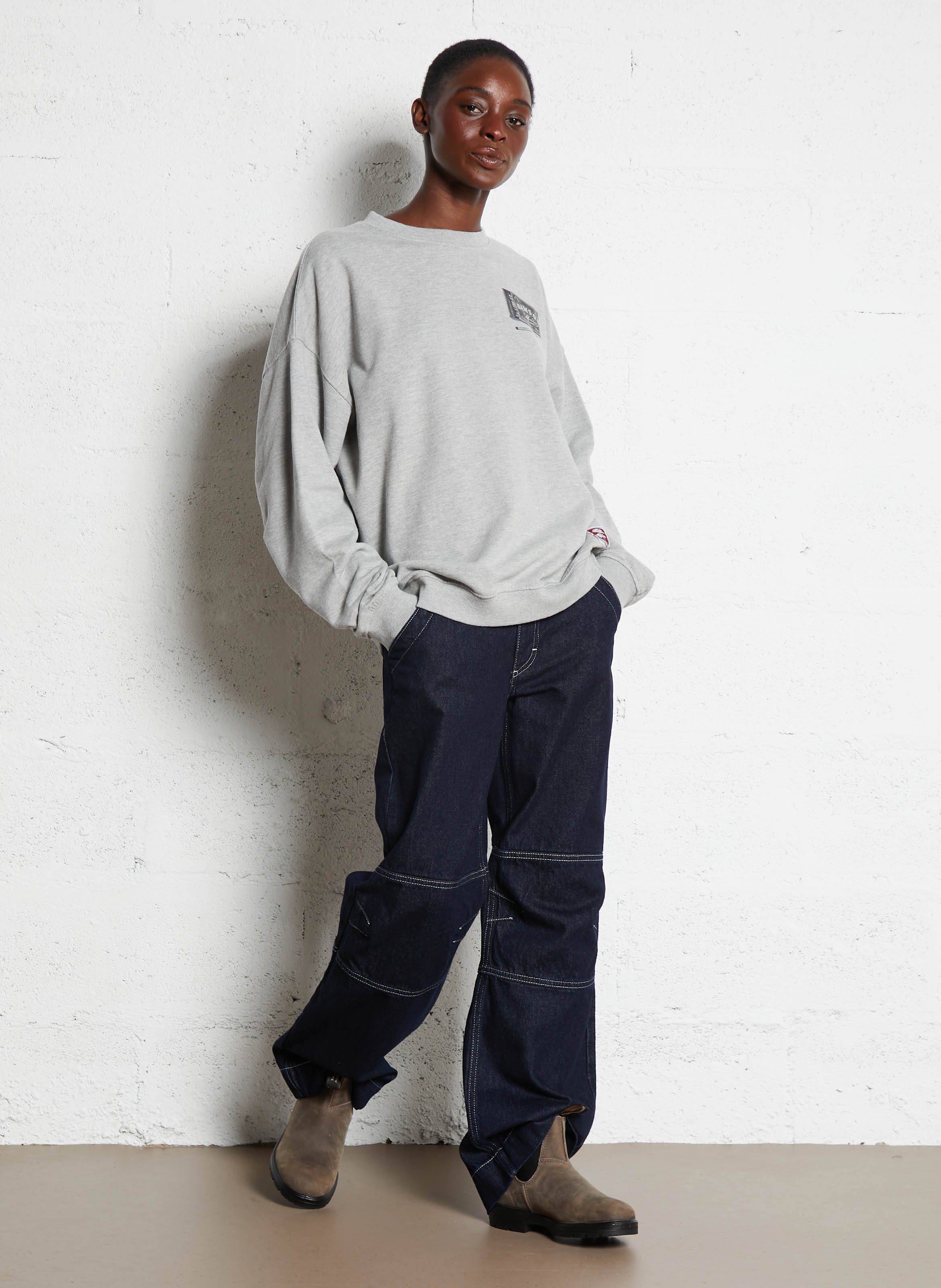 Sweat ample imprimé en coton bio DAMSON MADDER Gris