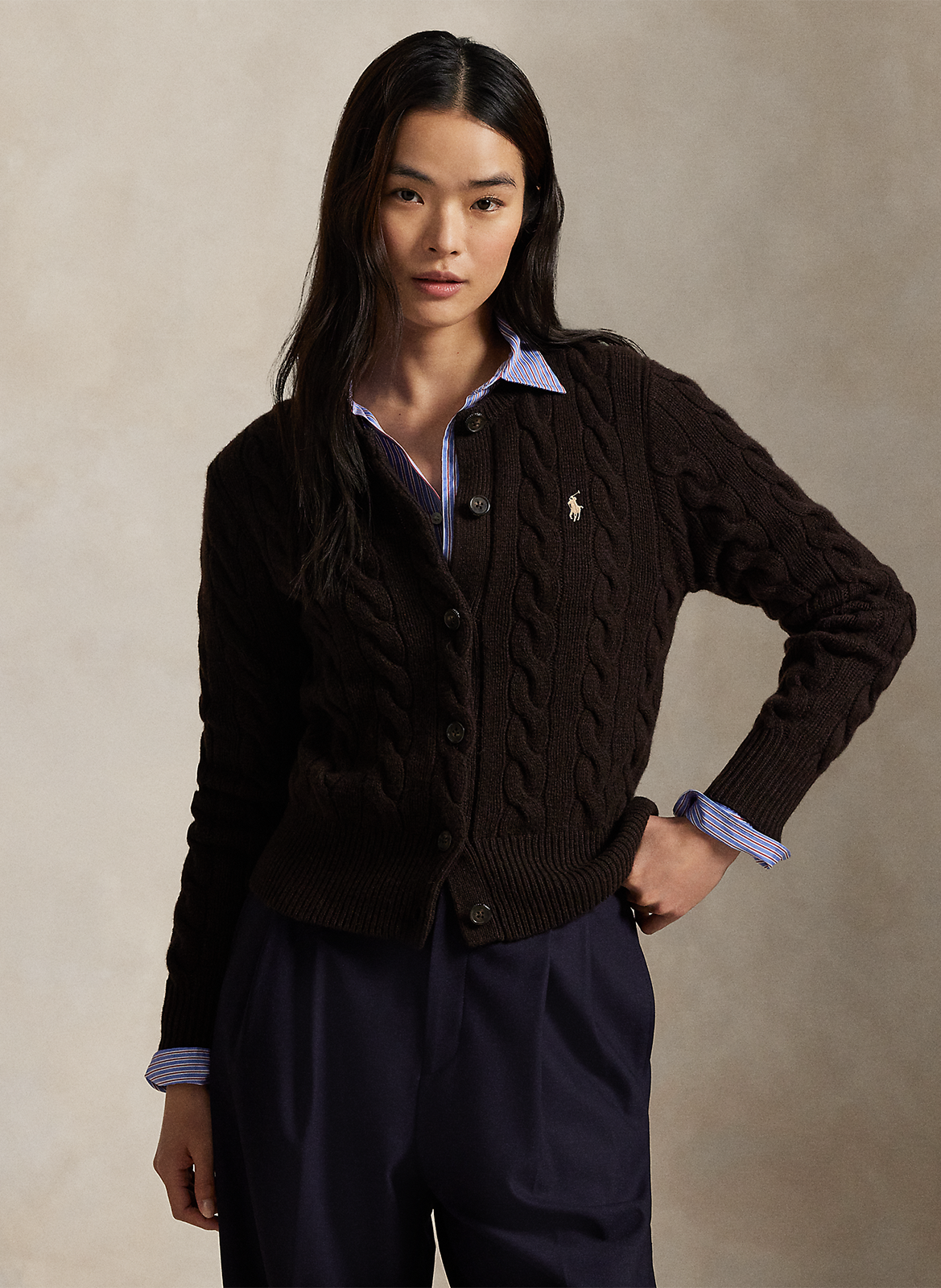 Gilet col rond en laine mélangée POLO RALPH LAUREN